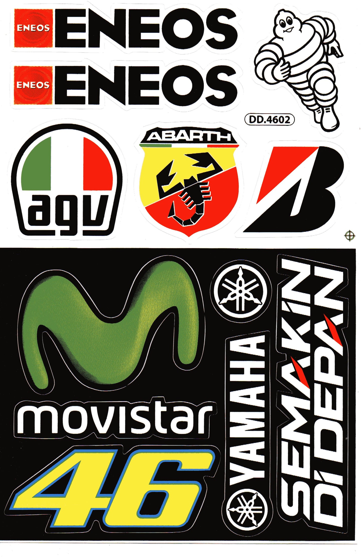 Valentino Rossi 46 Movistar Yamaha Eneos AGV Sticker Sheet | Decal DD.4602