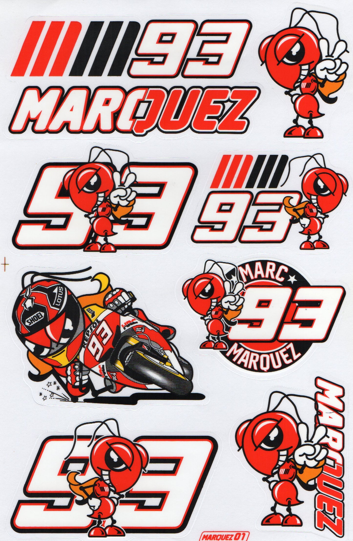 Marc Marquez 93 Ant-Man Sticker Sheet | MotoGP Decal Set MARQUEZ-01