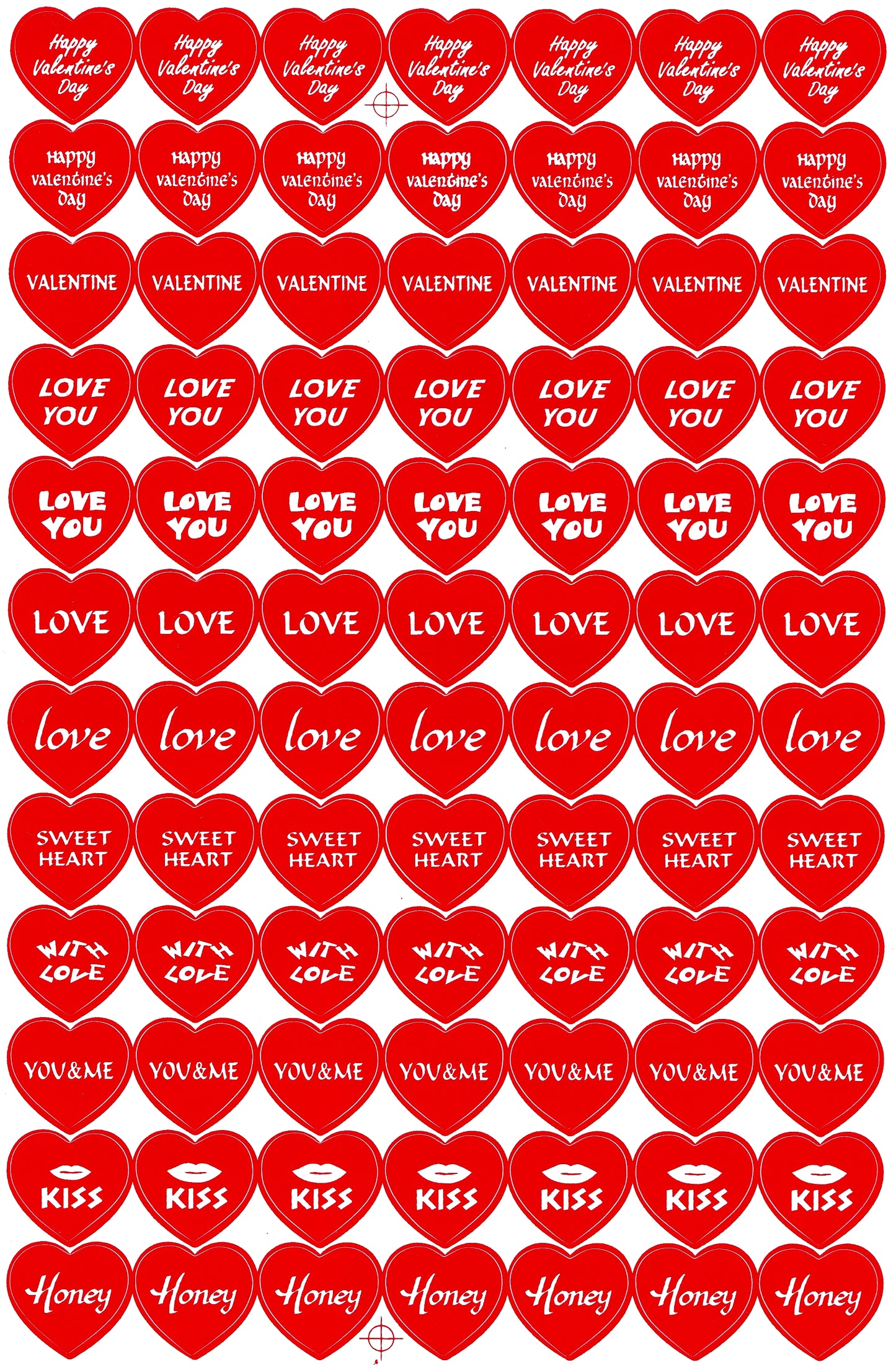 Valentine's Day Heart Sticker Sheet 84-Pack | Love Gift Decoration Decal
