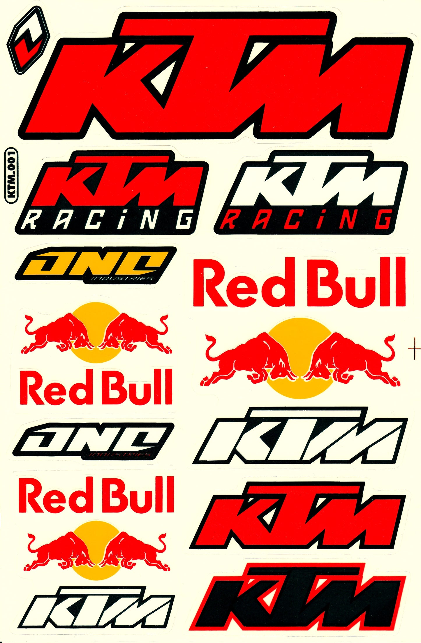KTM Racing One Industries Sticker Sheet | Motocross Decal KTM.001