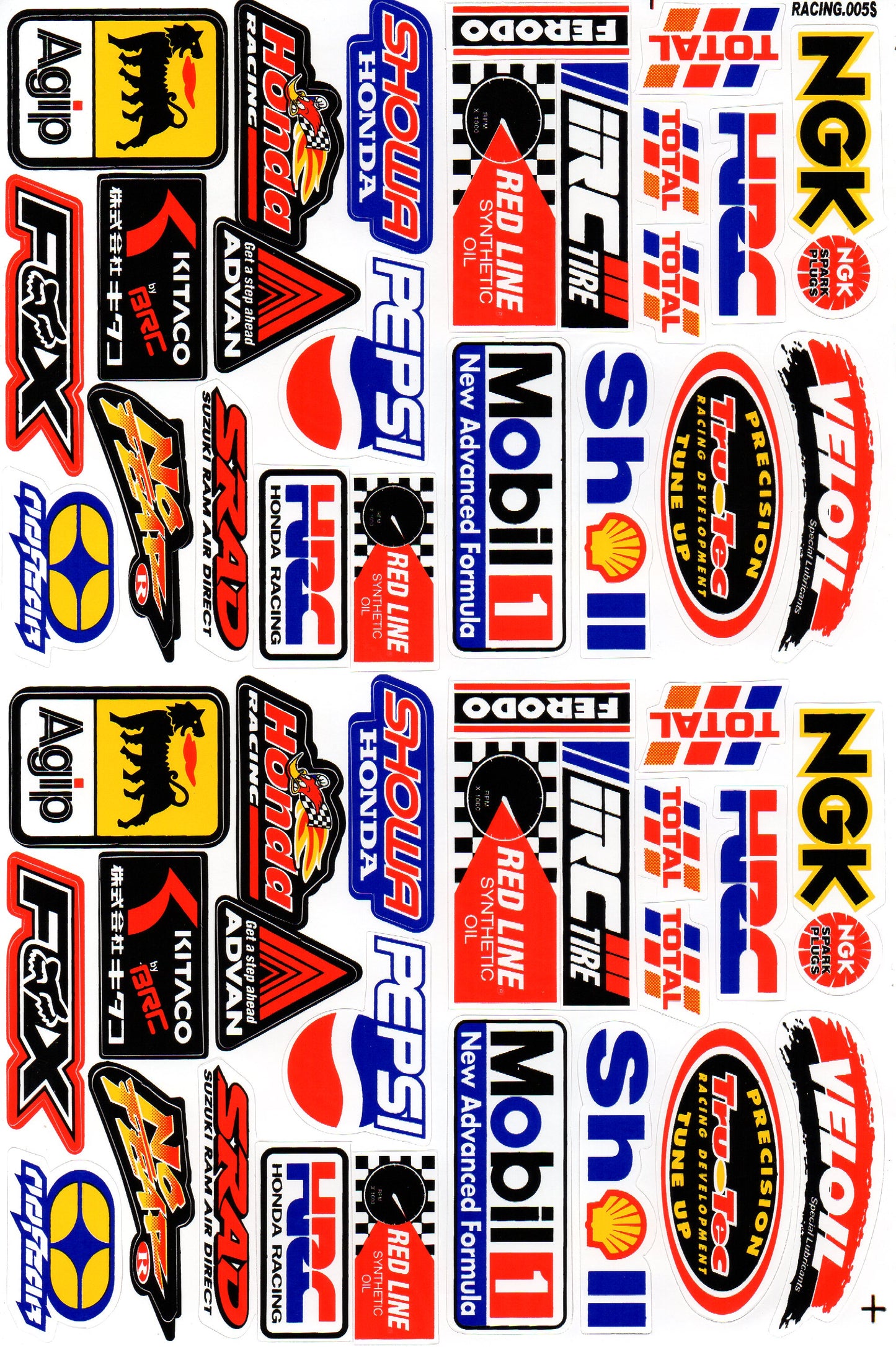Racing Sponsors Sticker Sheet 40-Pack | Motorcycle Car Decal RACING-005S