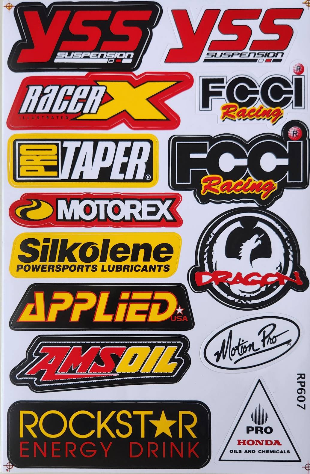 YSS Suspension Rockstar ProTaper Silkolene Amsoil Sticker Sheet | Motocross Decal RP607