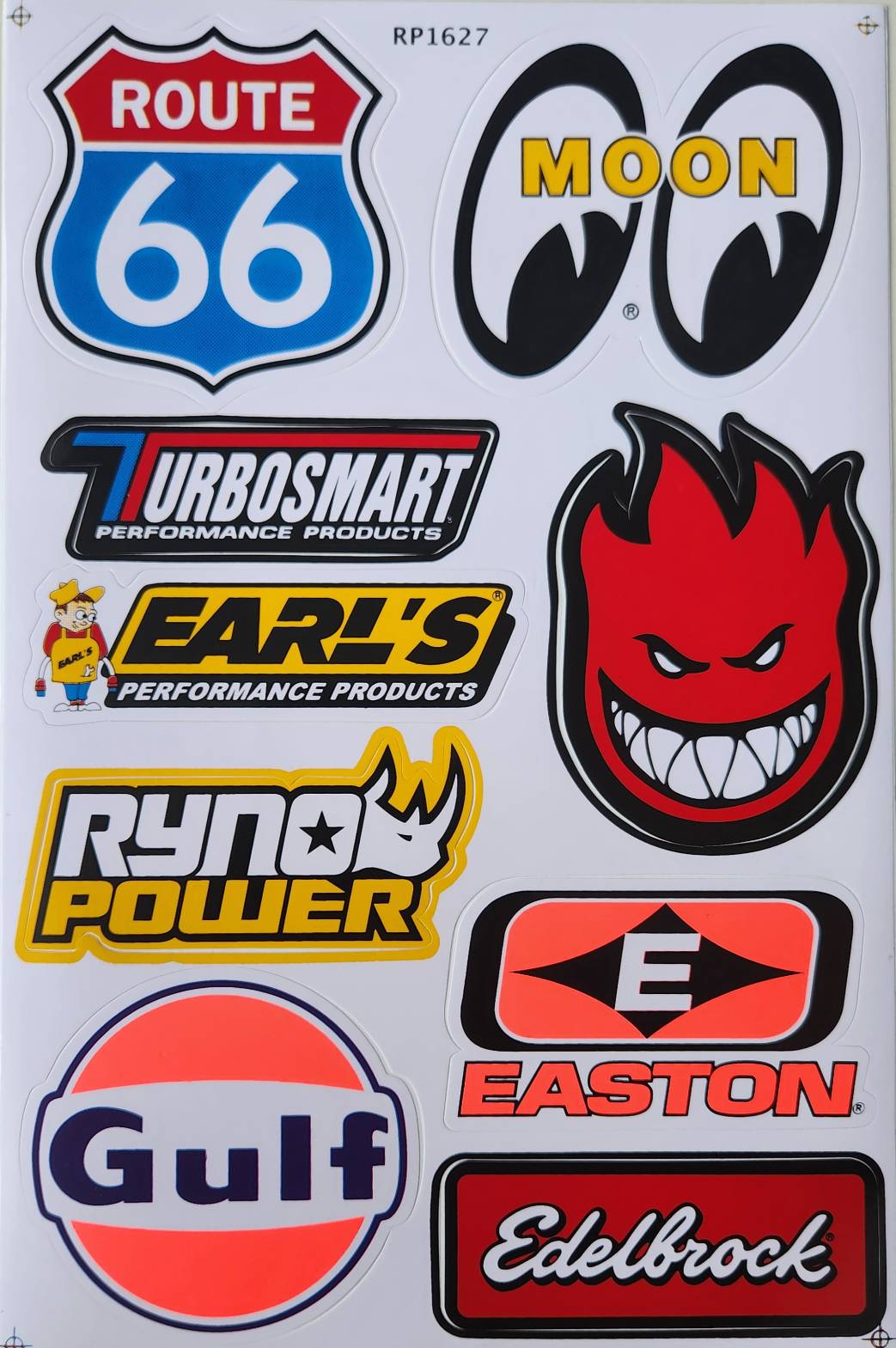 Route 66 Mooneyes Turbosmart Spitfire Gulf Edelbrock Sticker Sheet | Car Decal RP1627