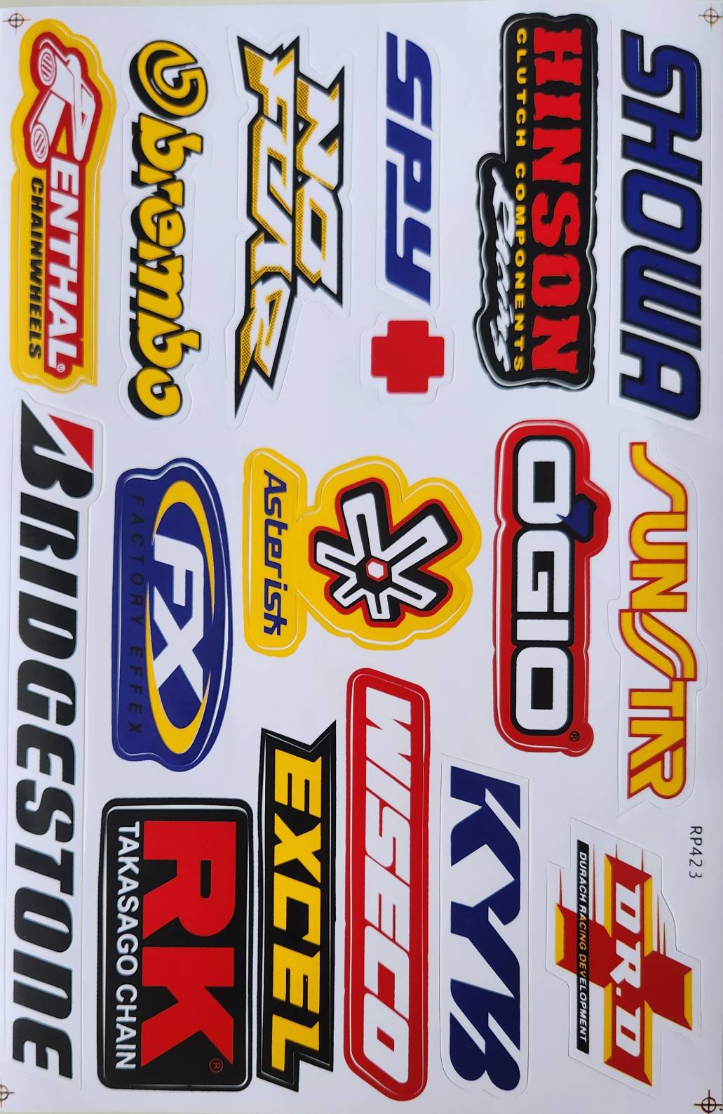 Renthal Brembo Showa Bridgestone KYB Hinson Ogio Wiseco Sticker Sheet | Motocross Decal RP423