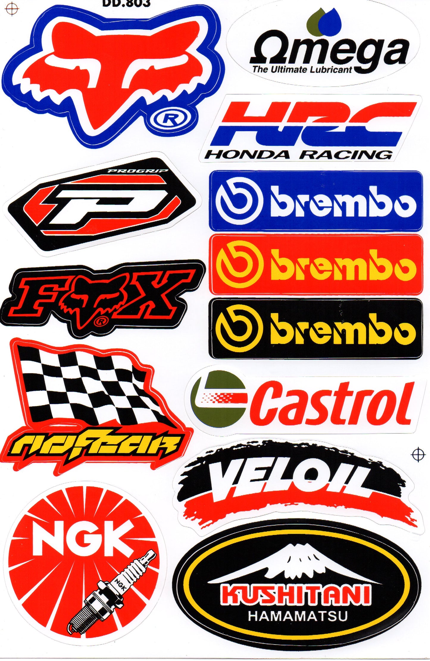 Racing Sponsors Sticker Sheet 14-Pack | Motorcycle Car Decal DD-803