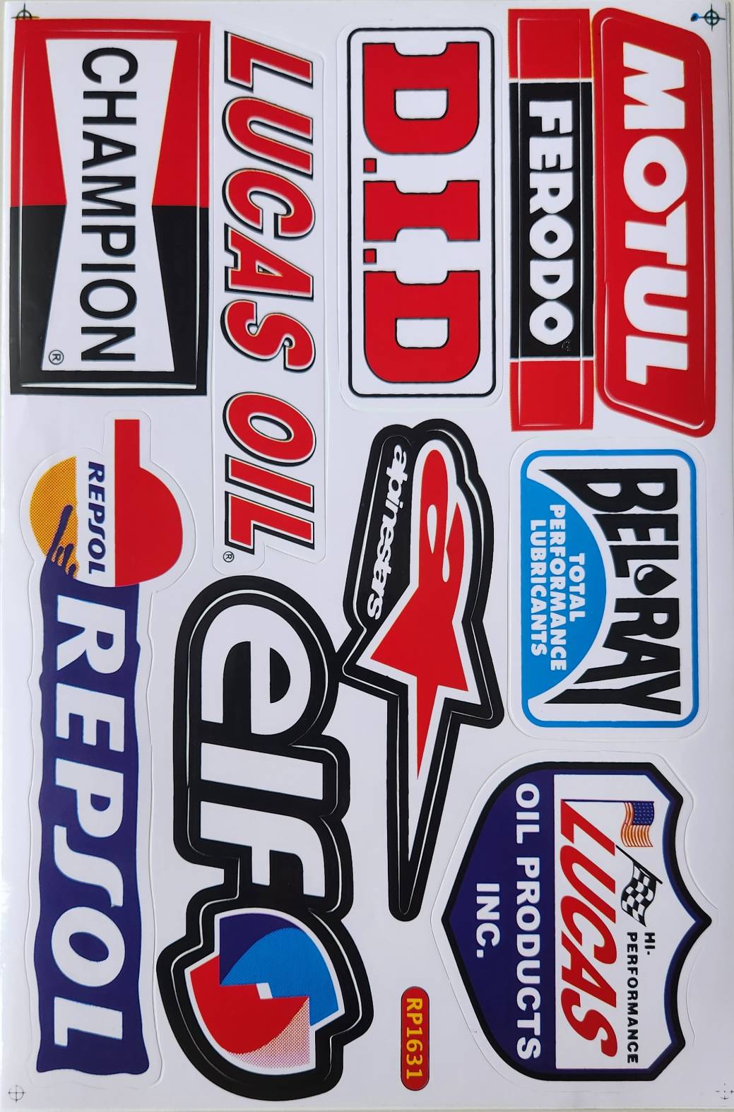 Champion Lucas Oil Motul Ferodo DID Repsol Elf Alpinestars Bel-Ray Sticker Sheet | Decal RP1631