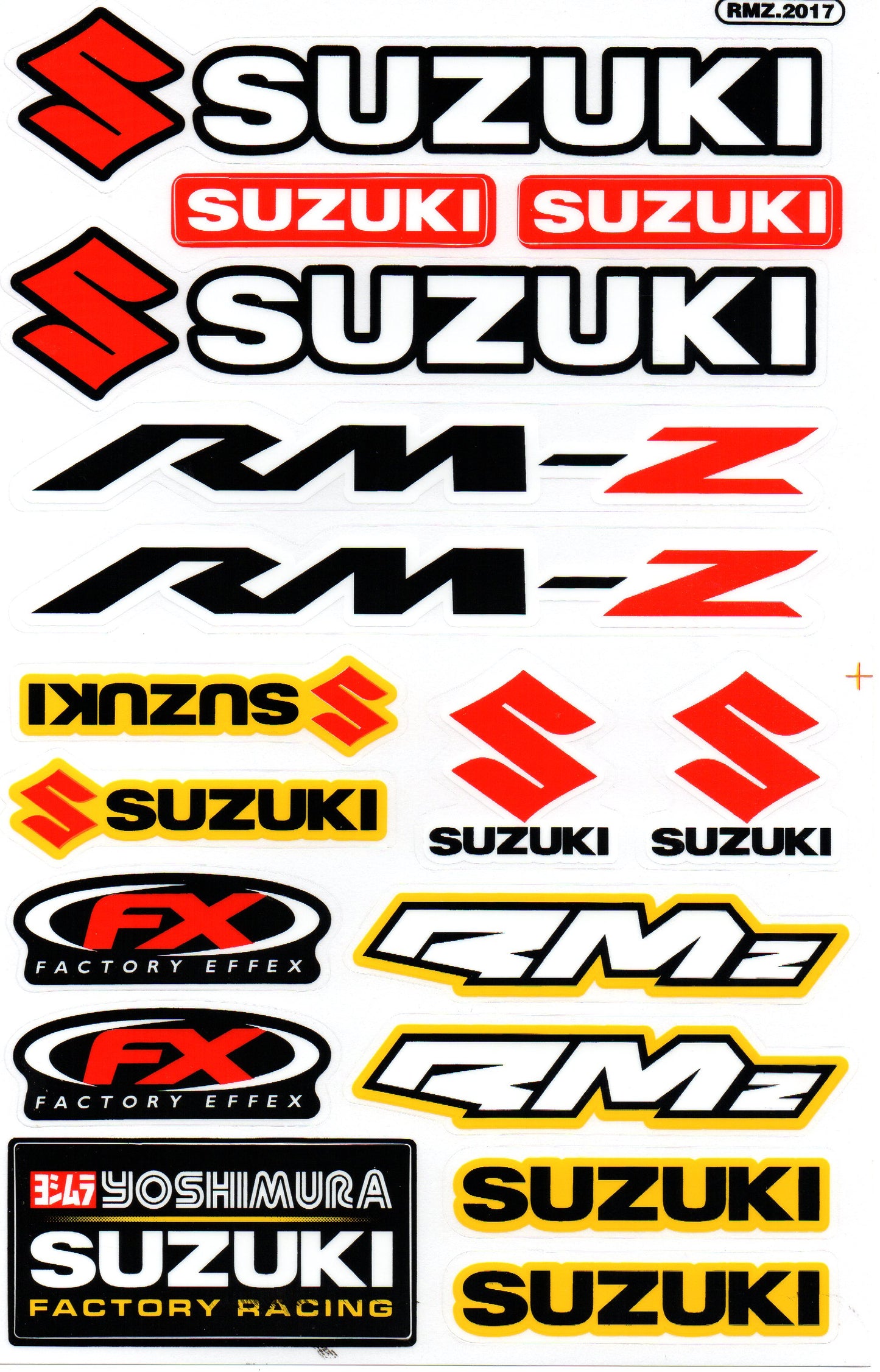Suzuki RMZ Yoshimura Factory Racing Sticker Sheet | Motocross Decal RMZ-2017