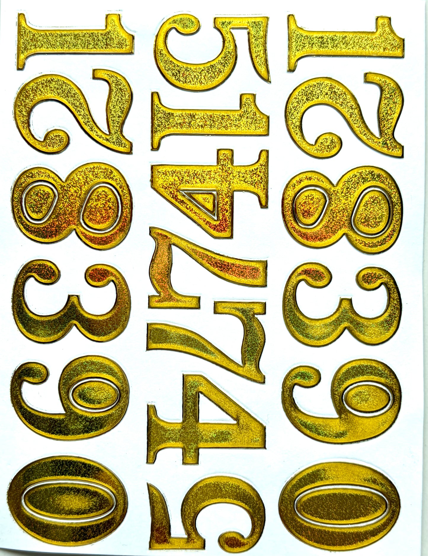 Gold Glitter Number Sticker Set 21-Pack | Decoration Craft Decal