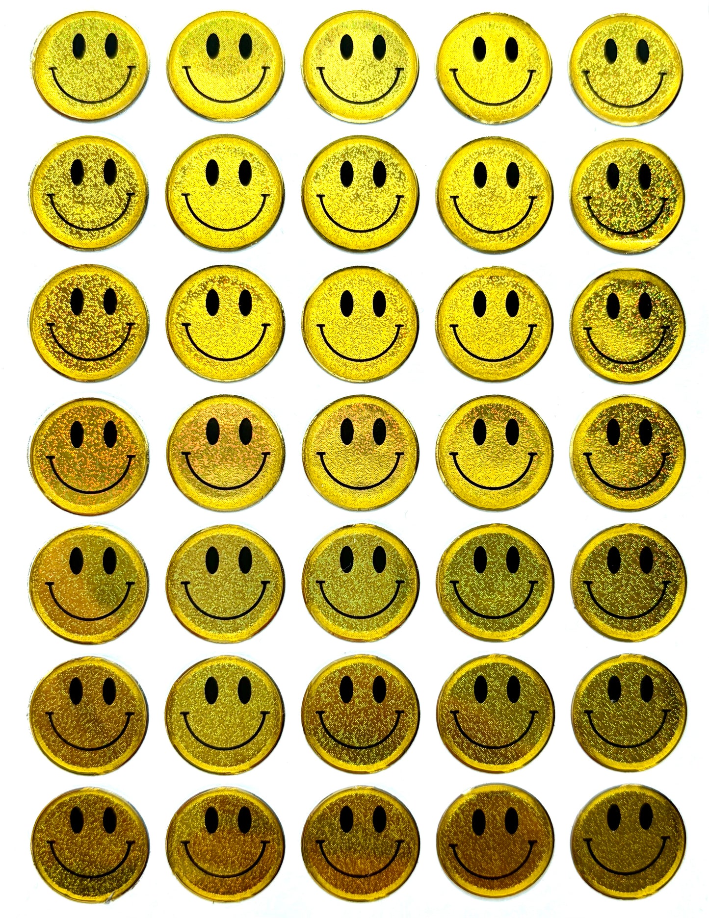 Gold Glitter Smiley Face Sticker Set 35-Pack | Decoration Reward Decal