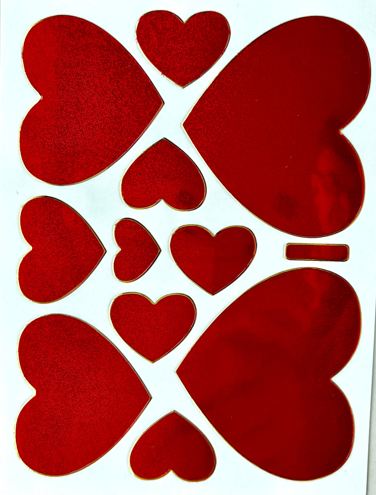 Red Metallic Heart Sticker Set 12-Pack | Decoration Valentine Craft Decal