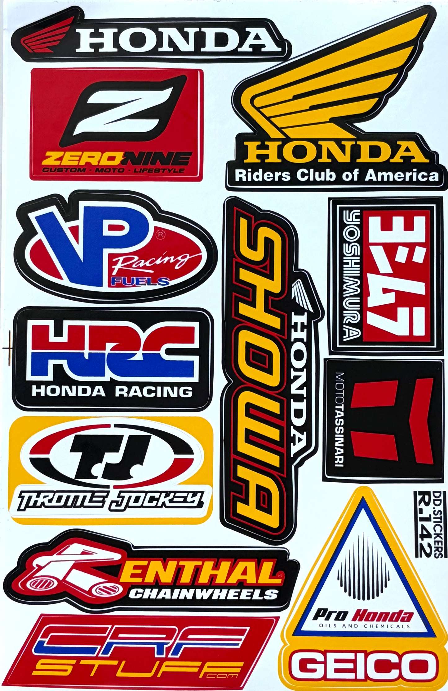 Honda HRC Showa Yoshimura VP Racing Renthal Sticker Sheet | Motocross Decal DD.R142