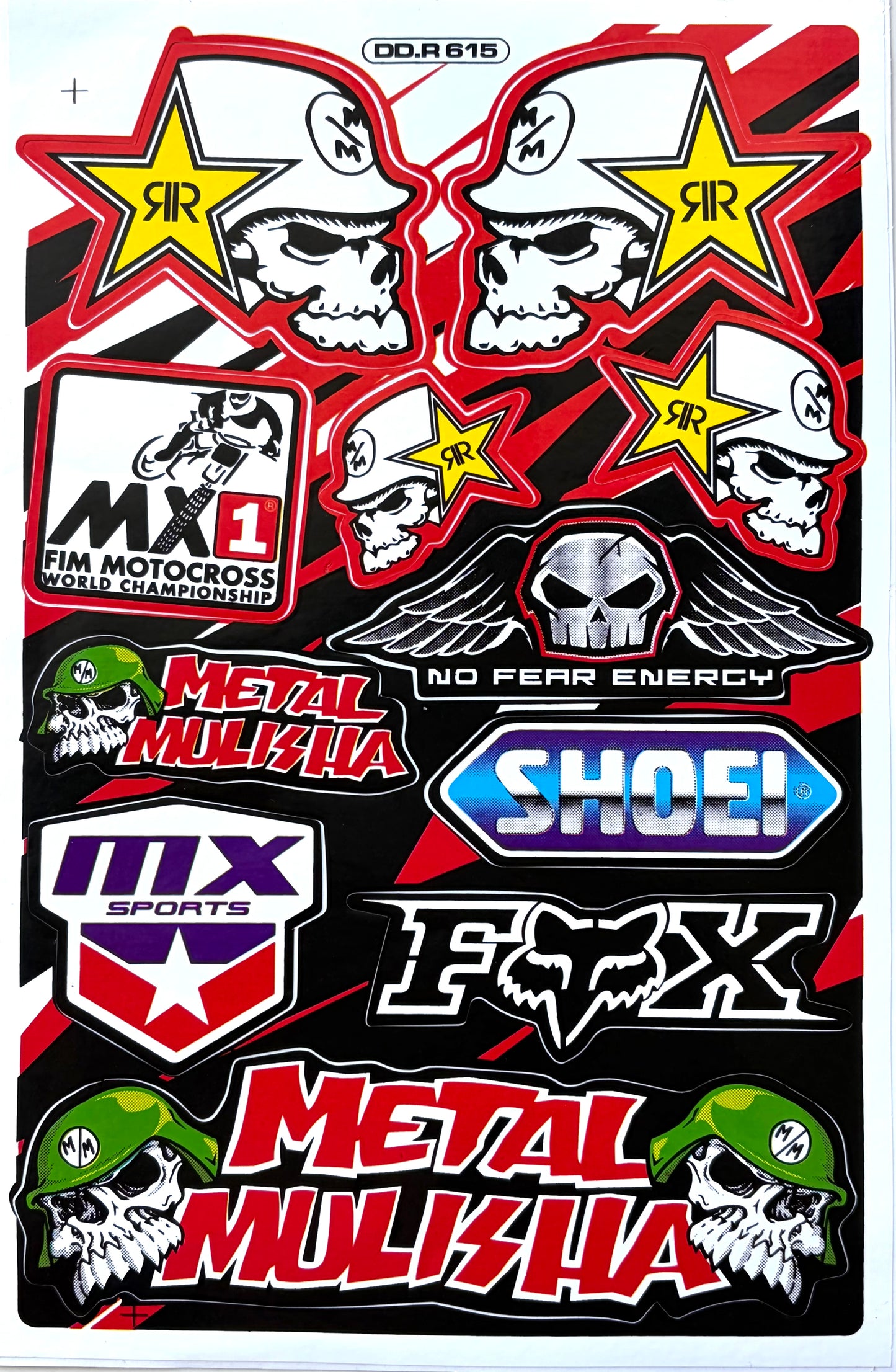 Rockstar Metal Mulisha Fox Racing FIM Motocross Sticker Sheet | Decal DD.A615