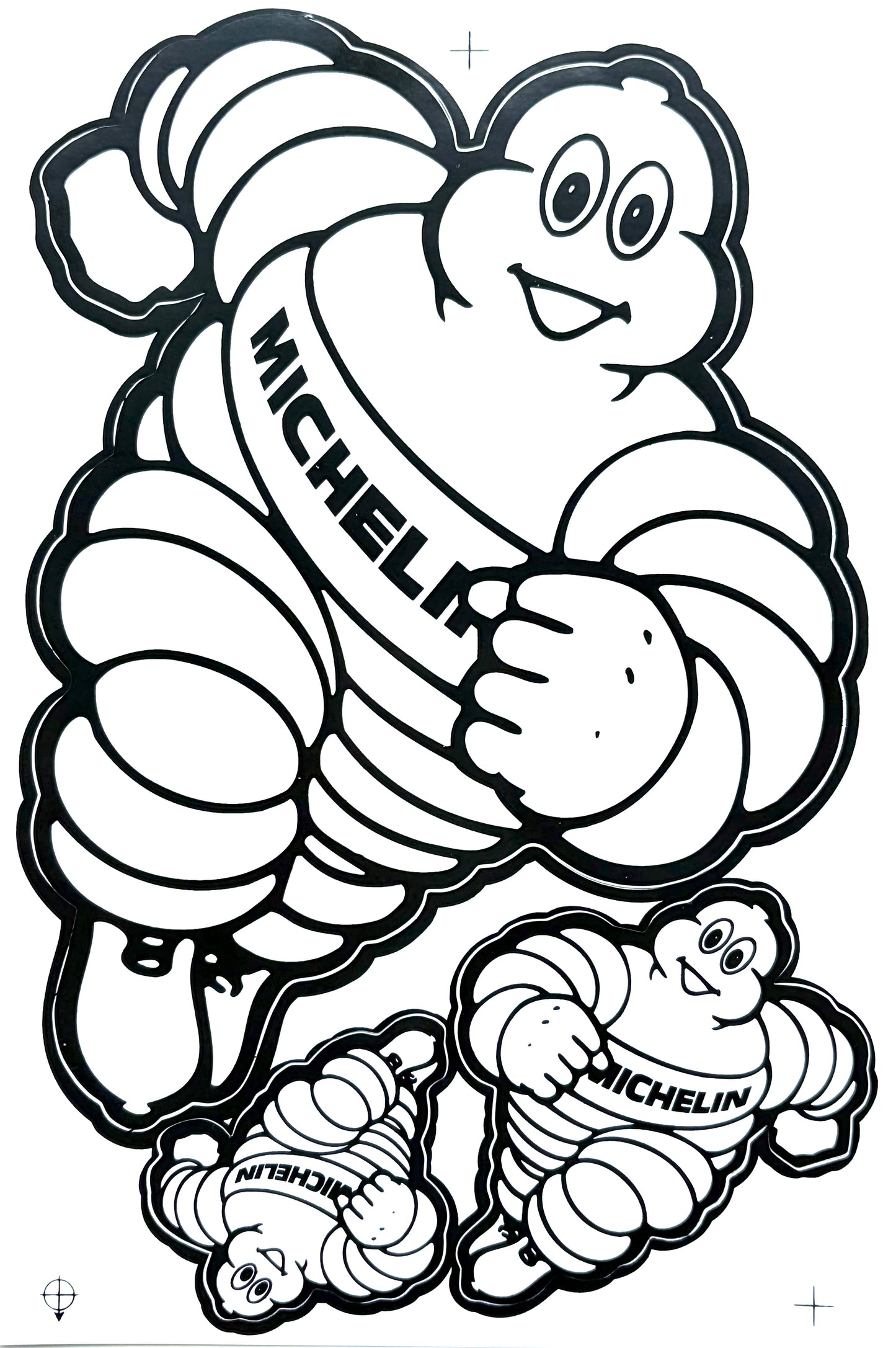 Michelin Bibendum Mascot Sticker Sheet Black White 3x Michelin Man
