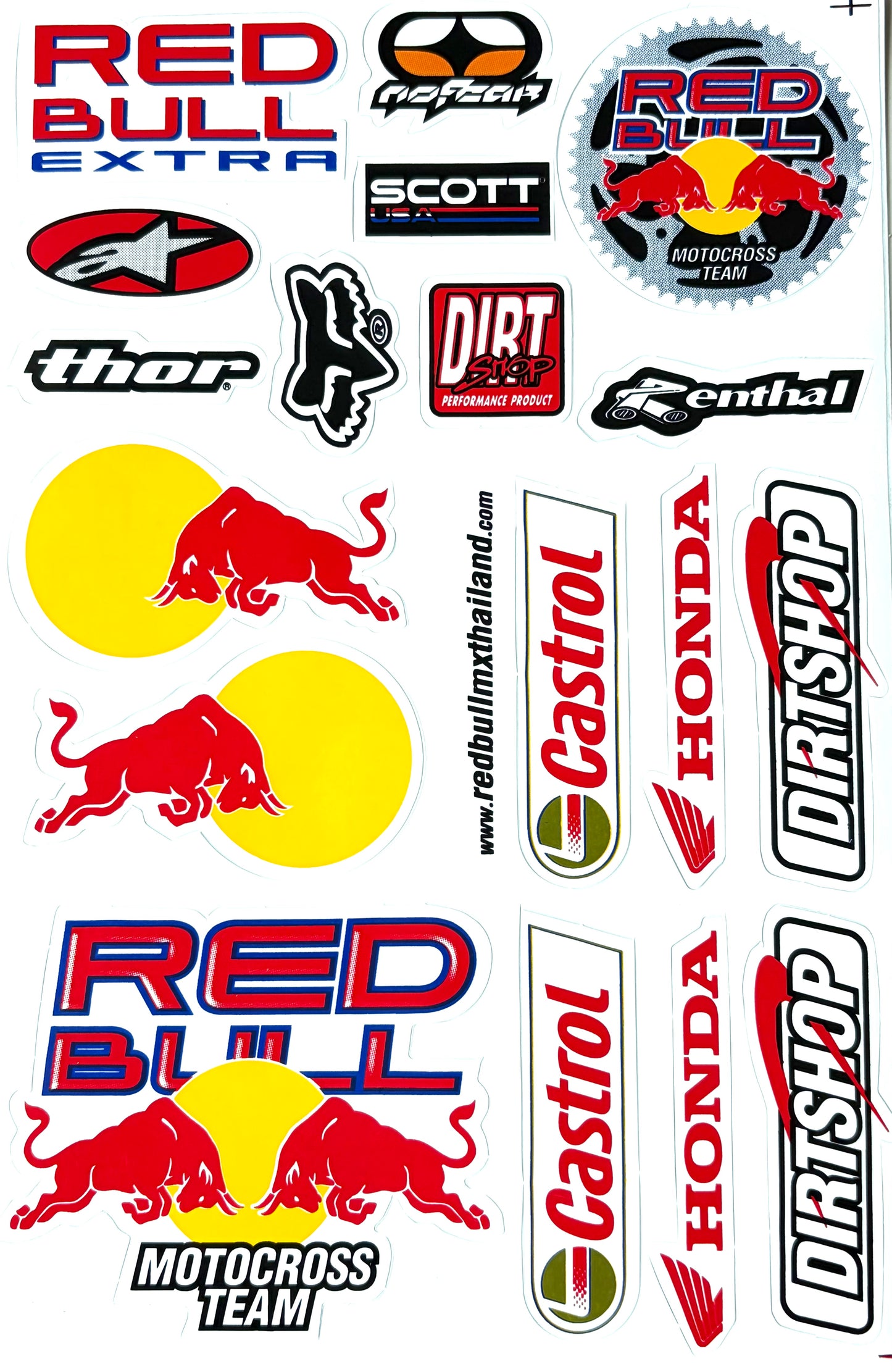 No Fear Scott Alpinestars Thor Dirt Shop Renthal Castrol Honda Motocross Sticker Sheet