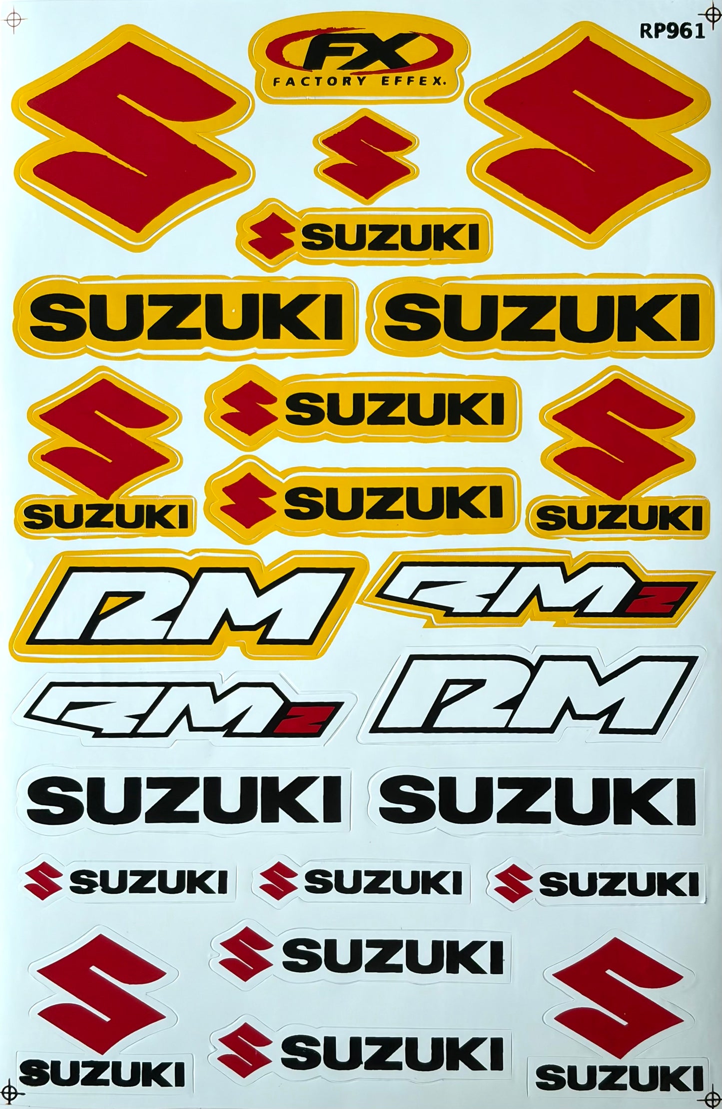 Suzuki Factory Effex RM RMZ Sticker Sheet Red Yellow Black RP961