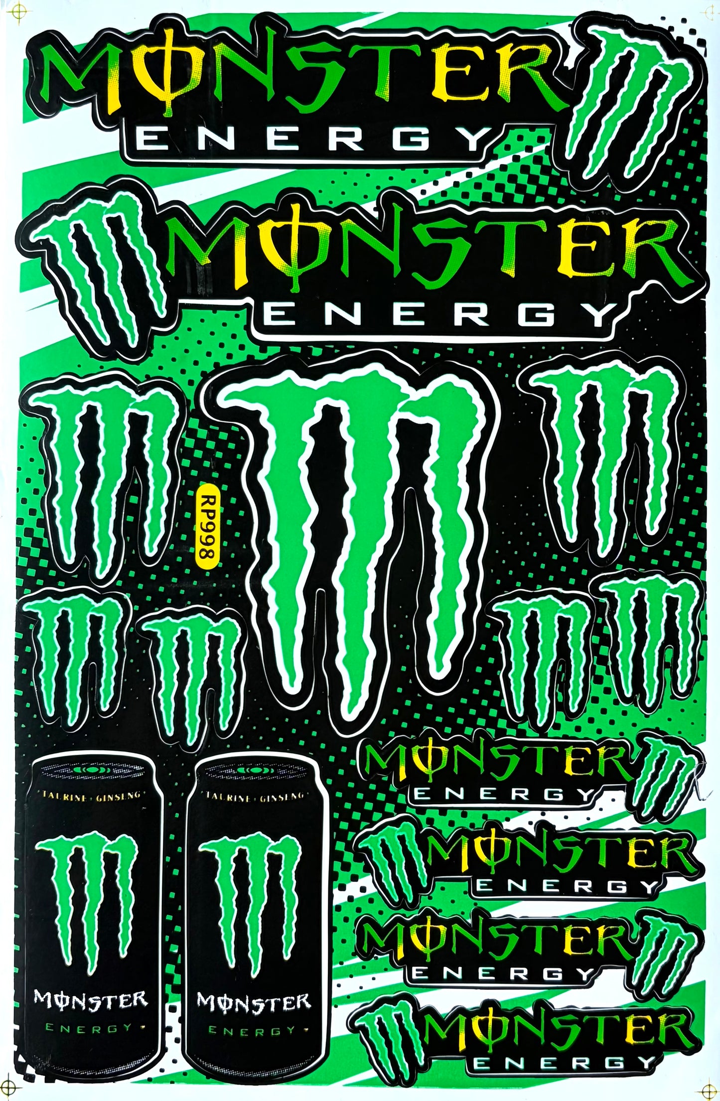 Monster Energy Claw Logo Sticker Sheet Green Black Multi Size RP998