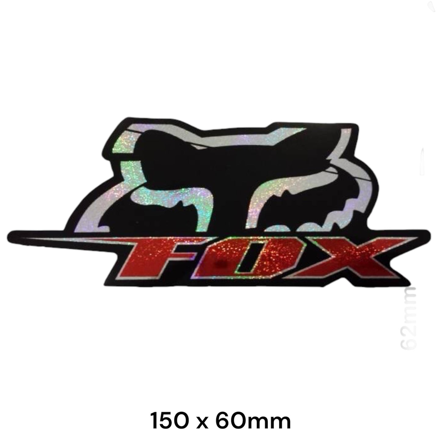 FOX Half Head Sticker Glitter Black Red | 2 Pcs | Premium