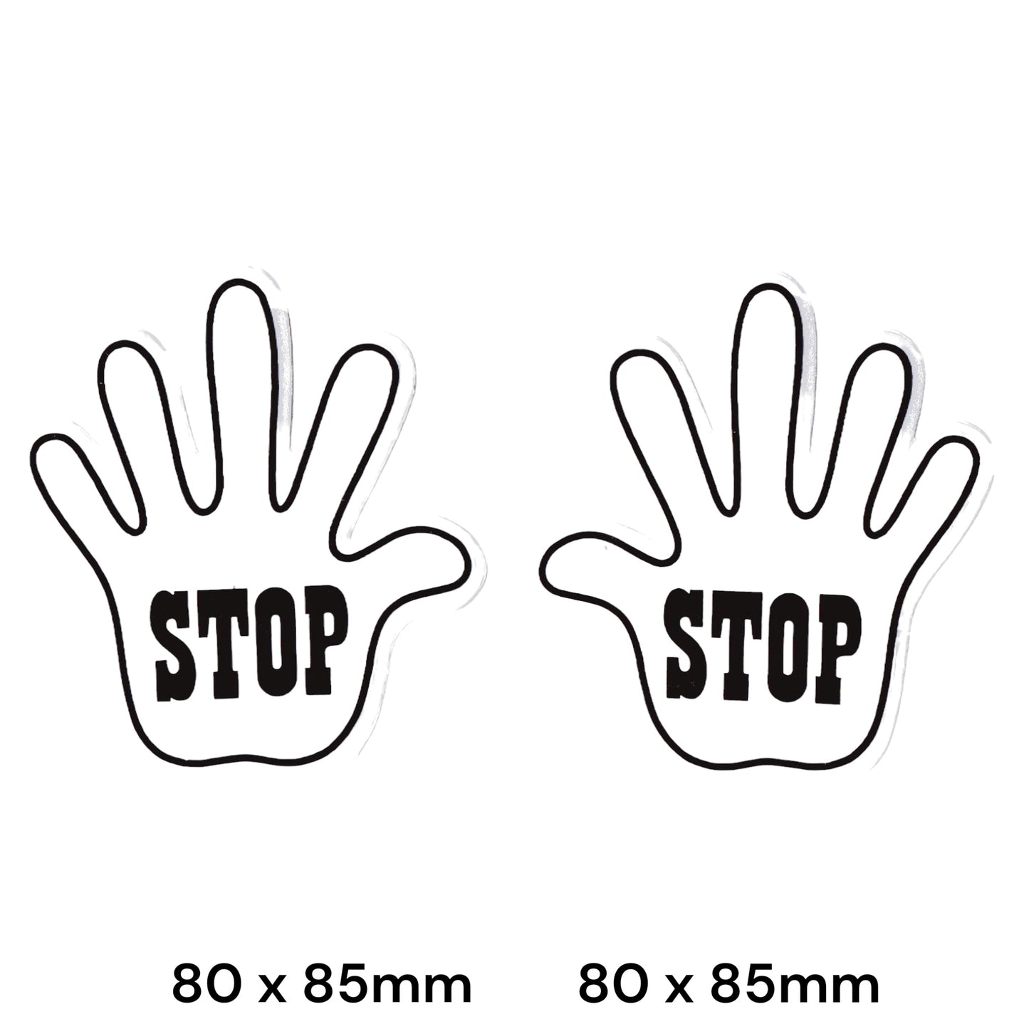 STOP Hand Sticker White 2-Pack | Warning Car Motorcycle Decal