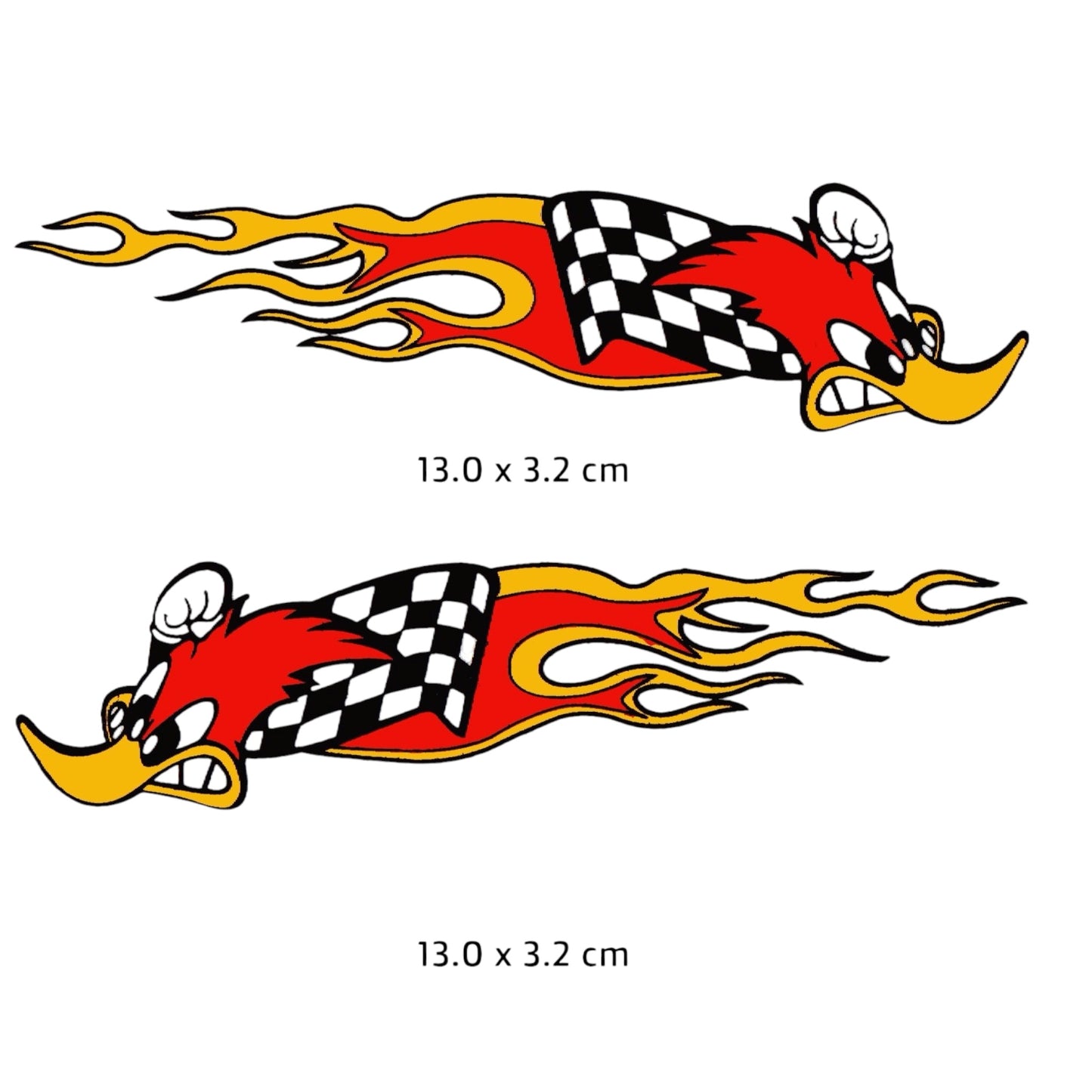 Woody Woodpecker Racing Flame Sticker 2-Pack | Retro Car Motorcycle Decal