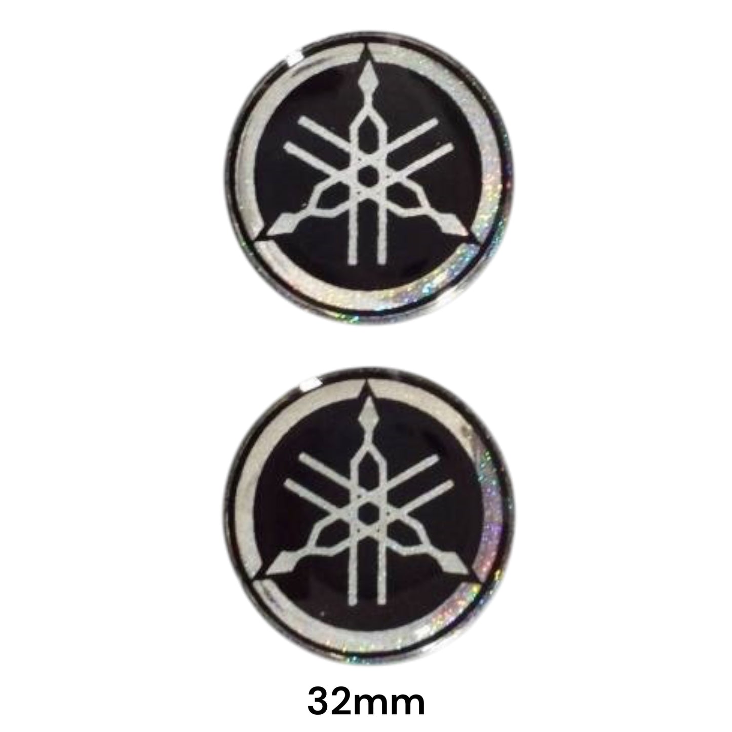 Yamaha Tuning Fork 3D Dome Sticker 2-Pack | Motorcycle Decal 32mm