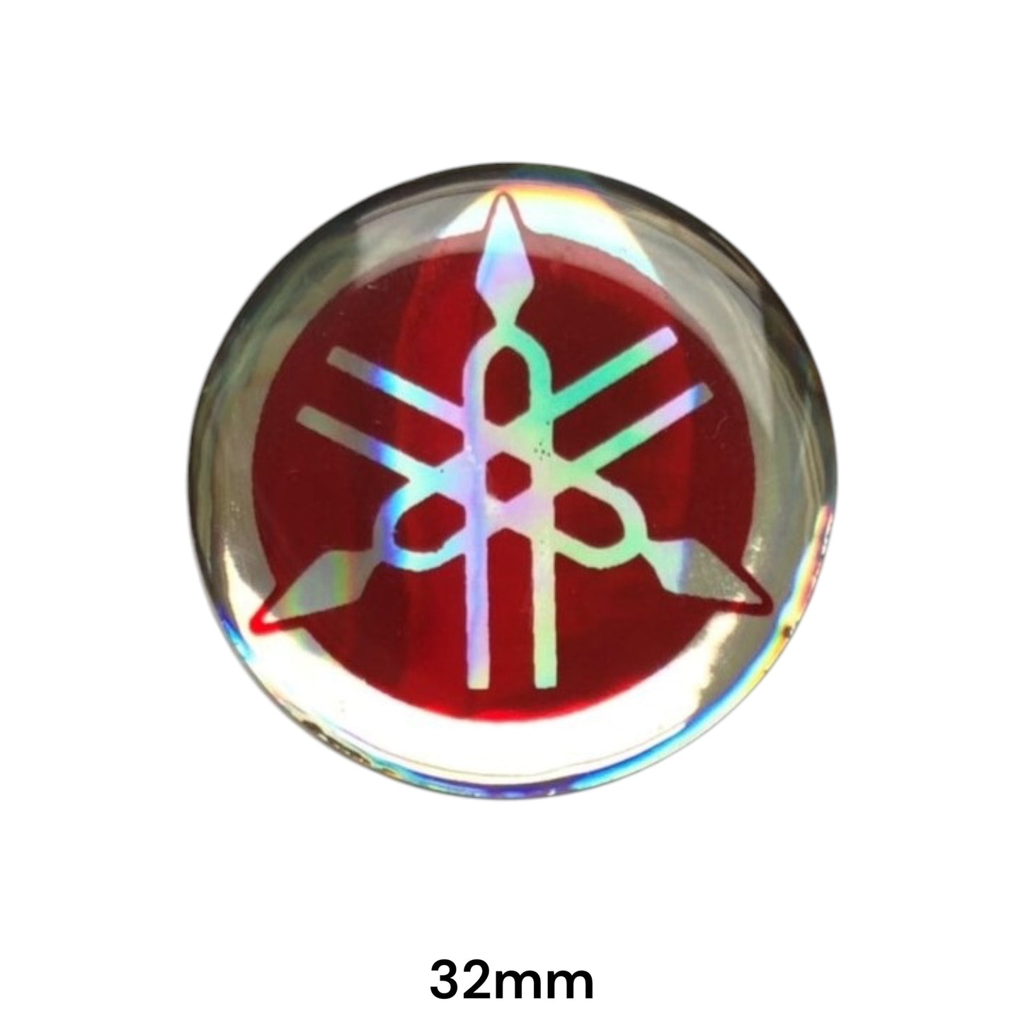 Yamaha Tuning Fork 3D Dome Sticker 2-Pack Red | Motorcycle Decal 32mm