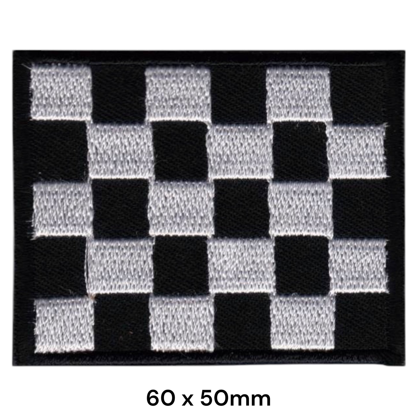 Checkered Flag Racing Patch Iron-On Sew-On 60x50mm Black White