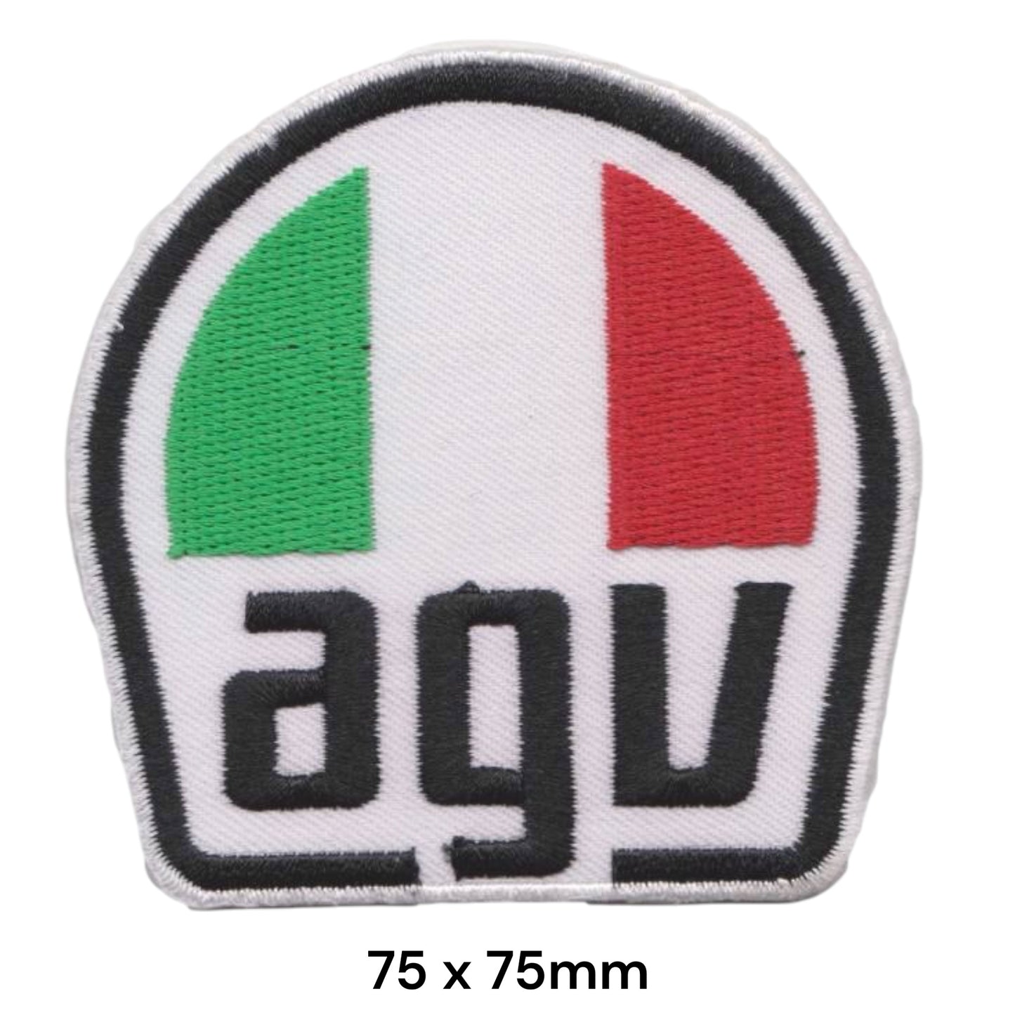 AGV Helmet Italian Flag Embroidered Patch Iron-On Sew-On 75x75mm White Green Red Black
