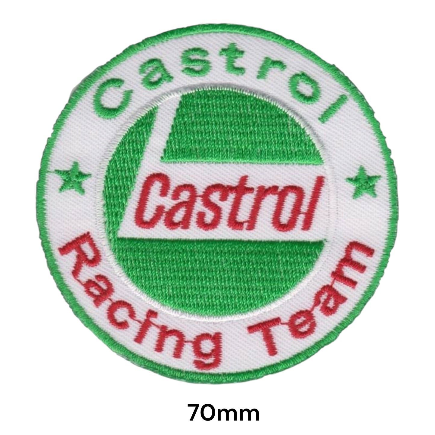 Castrol Racing Team Round Embroidered Patch Iron-On Sew-On Vintage Motor Oil Classic Jacket Badge