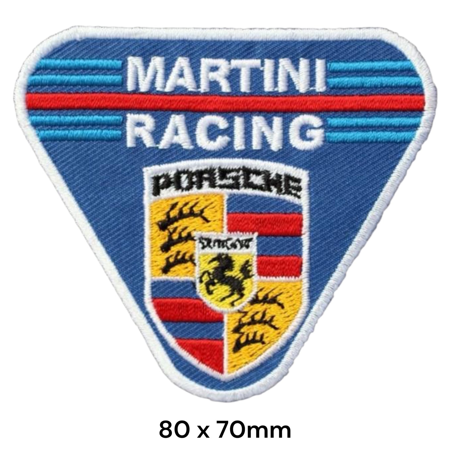 Martini Racing Porsche Triangle Embroidered Patch Iron-On Sew-On Vintage Formula 1 Classic Car Jacket Badge