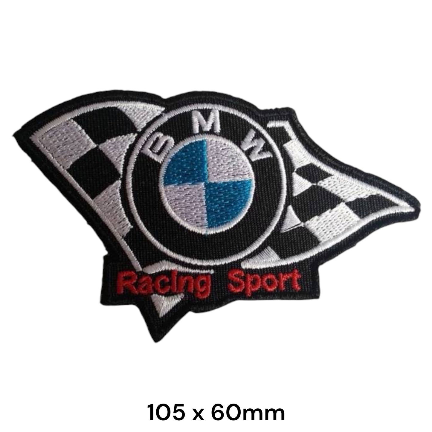 BMW Racing Sport Checkered Flag Embroidered Patch Iron-On Sew-On Vintage Classic Car German Jacket Badge