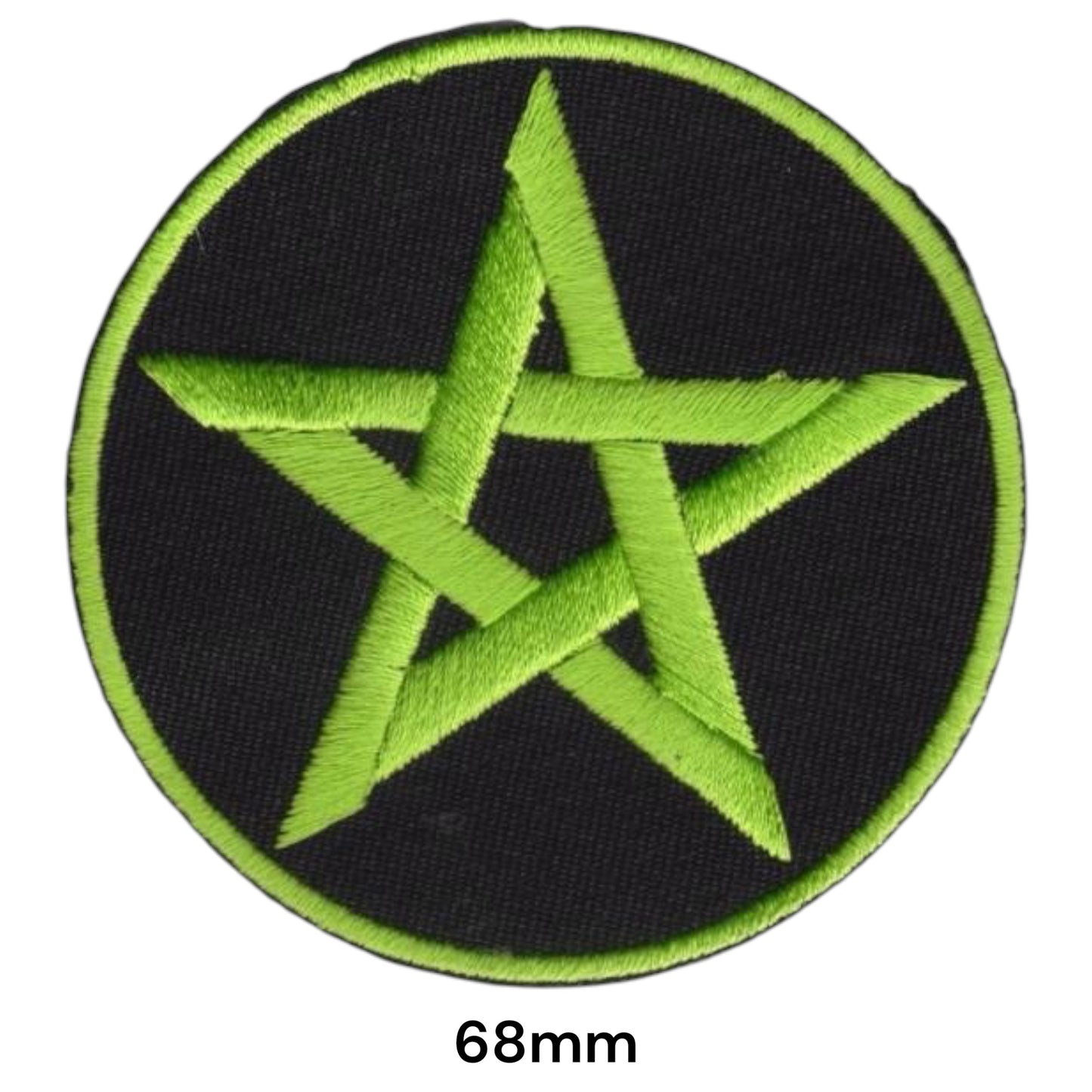 Green Pentagram Round Embroidered Patch Iron-On Sew-On Gothic Occult Wicca Pagan Metal Punk Jacket Badge