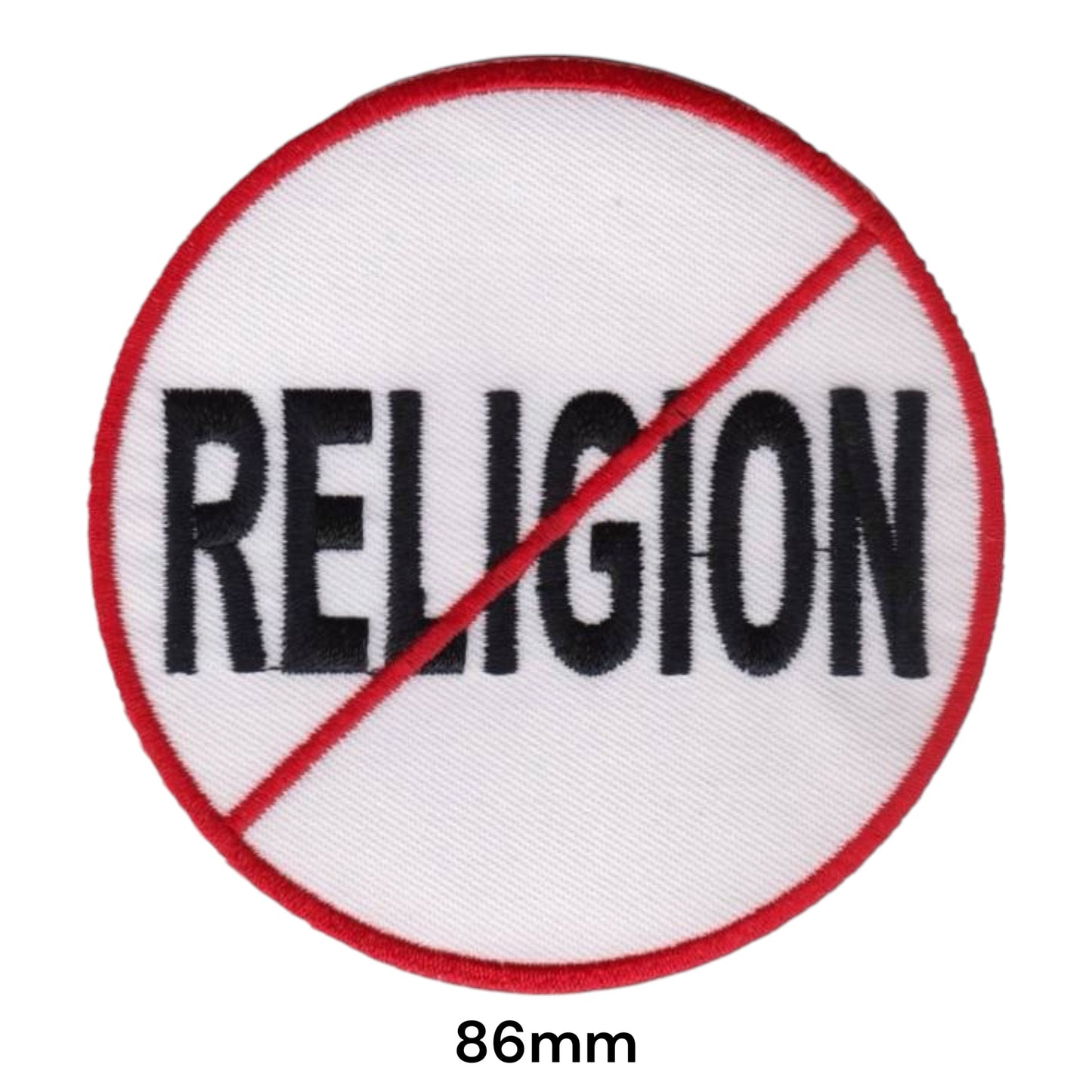 No Religion Round Embroidered Patch Iron-On Sew-On Atheist Secular Punk Statement Freethinker Jacket Badge
