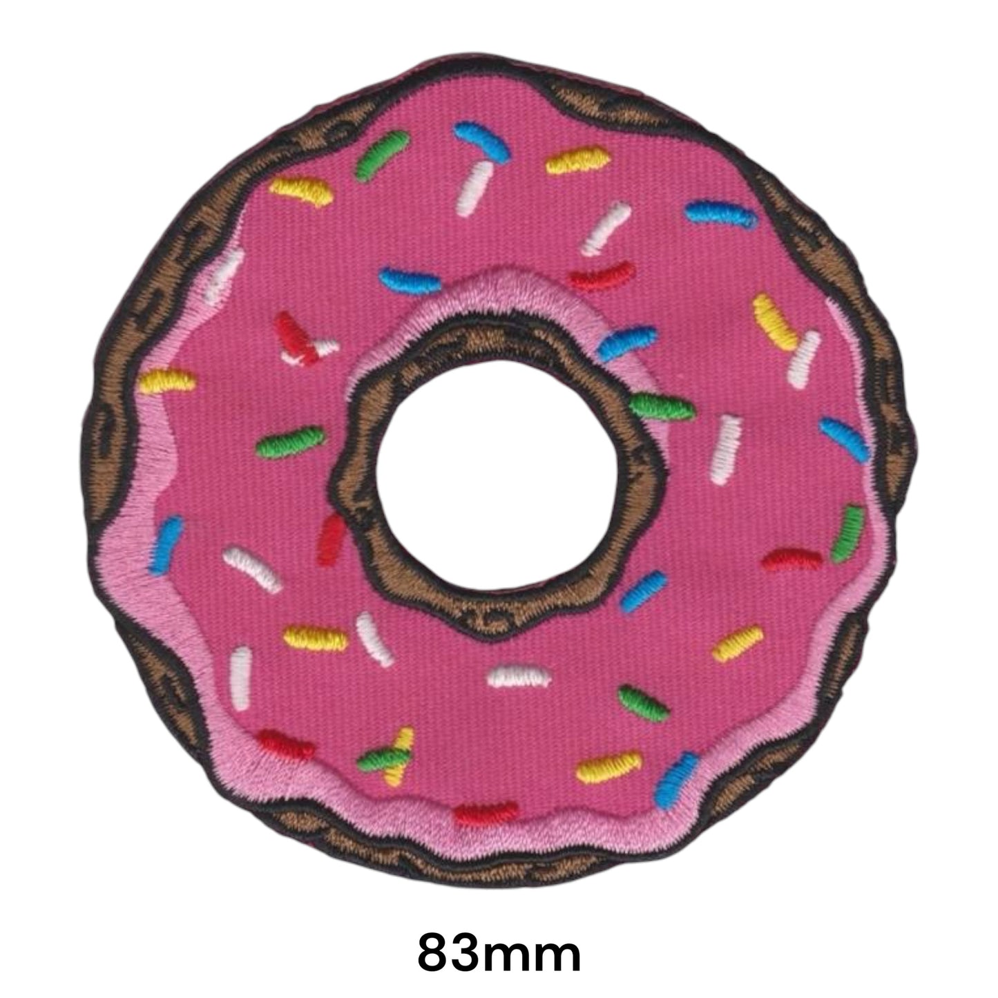 Pink Sprinkle Donut Embroidered Patch Iron-On Sew-On Cute Kawaii Food Fun Novelty Jacket Badge