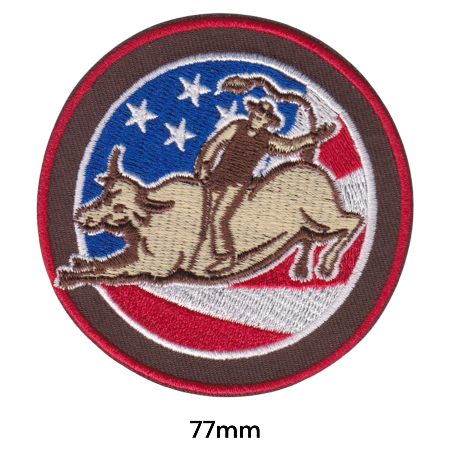 American Rodeo Bull Rider Round Embroidered Patch Iron-On Sew-On Western Badge