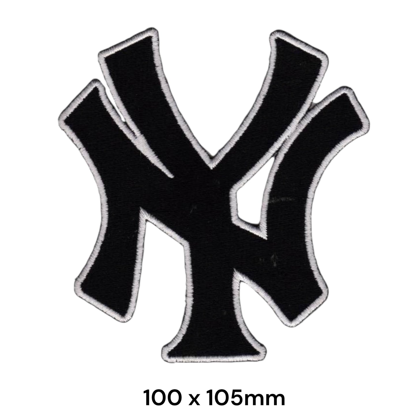 New York Yankees NY Logo XXL Black Embroidered Patch Iron-On Sew-On MLB Baseball Badge