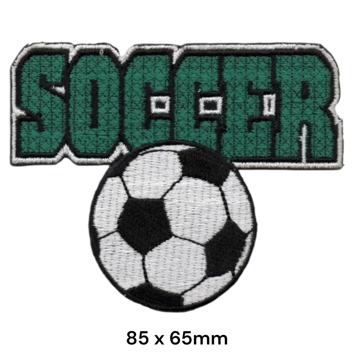 Soccer Ball Wordmark Embroidered Patch Iron-On Sew-On Football Badge
