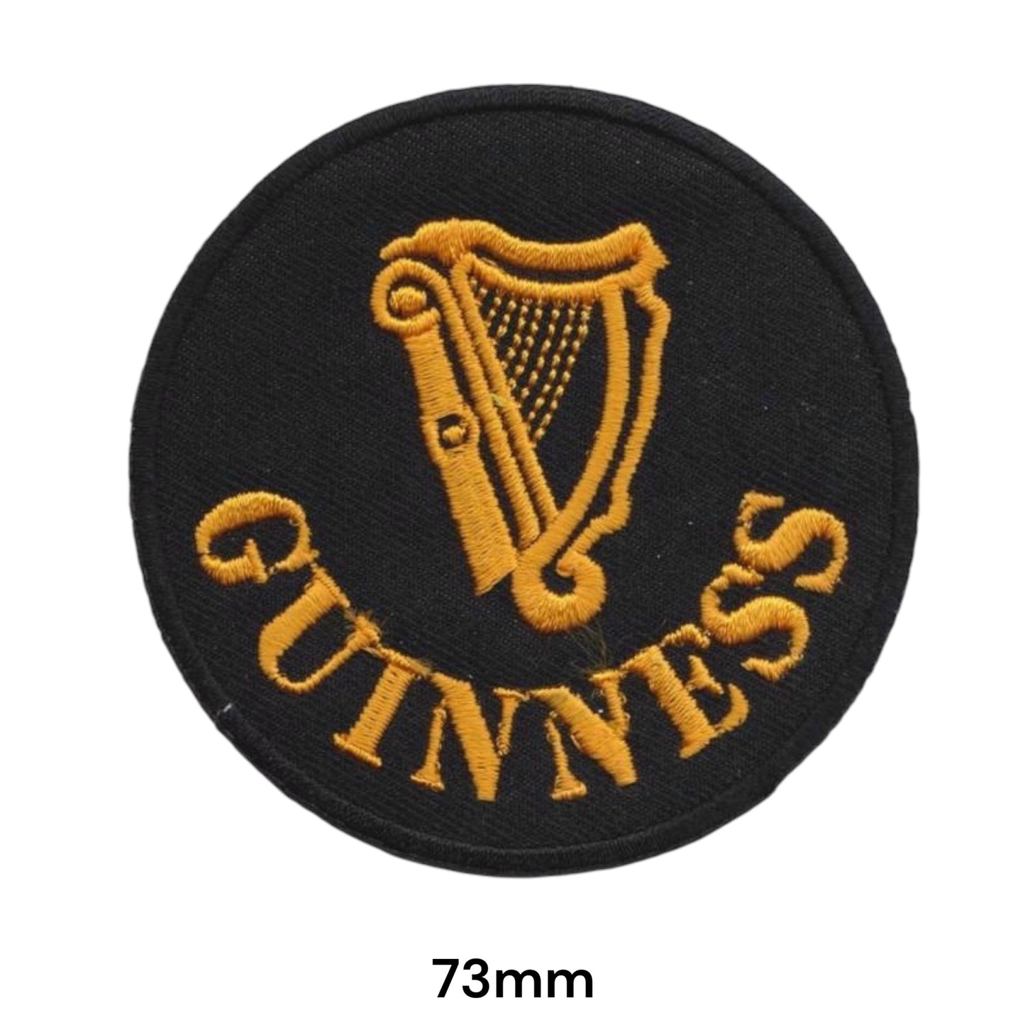 Guinness Harp Logo Embroidered Patch 73mm round black gold