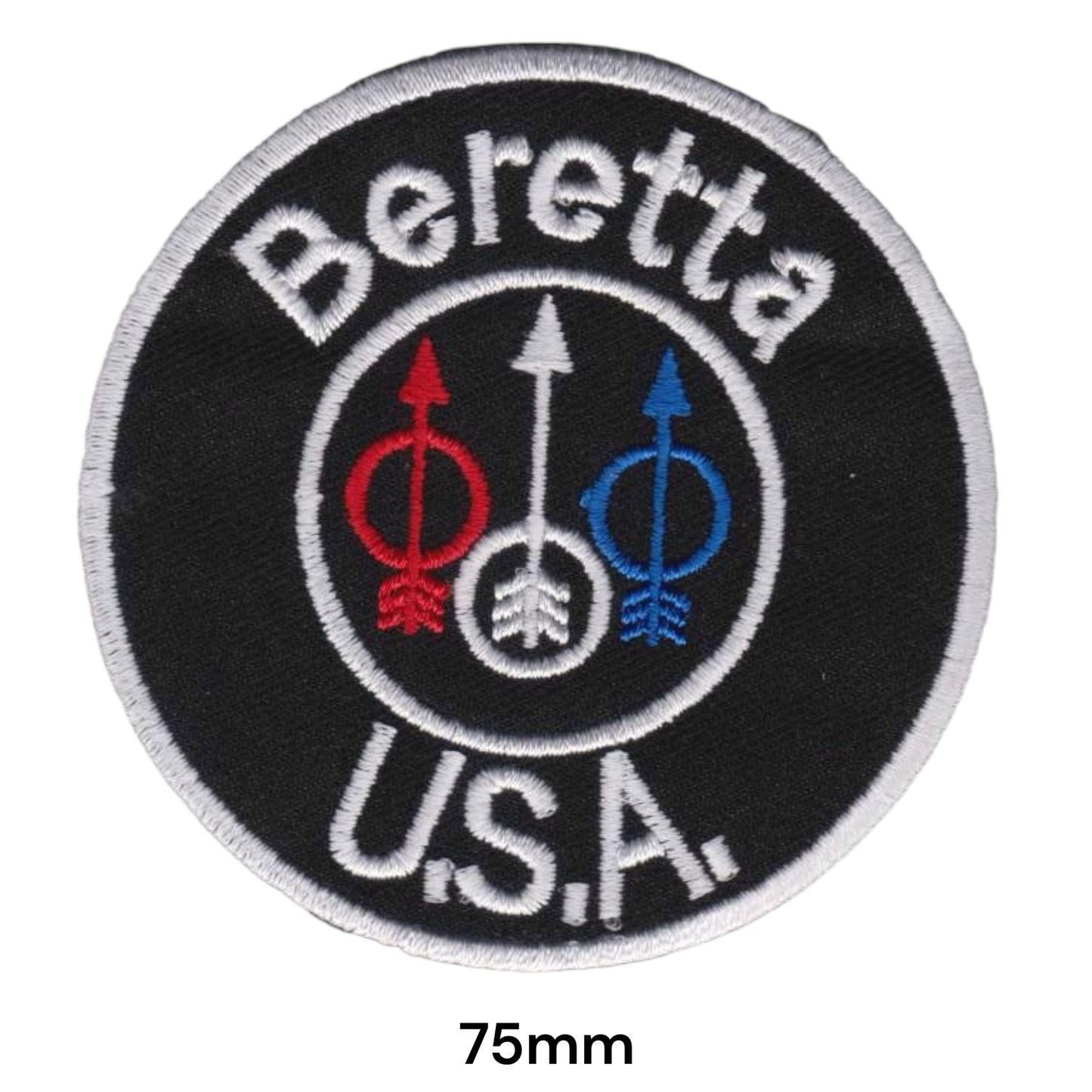 Beretta U.S.A. Triple Arrow Round Embroidered Patch 75mm black white red blue