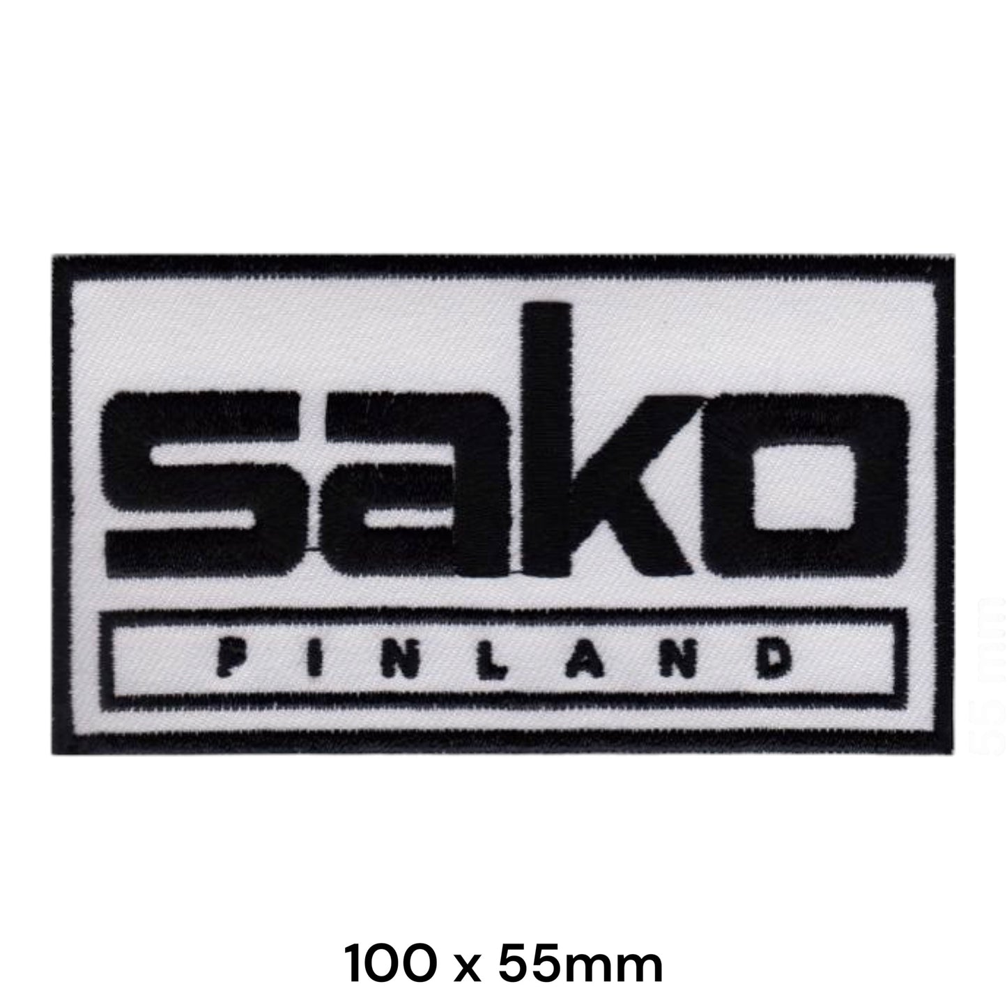 Sako Finland Logo Embroidered Patch 100x55mm white black