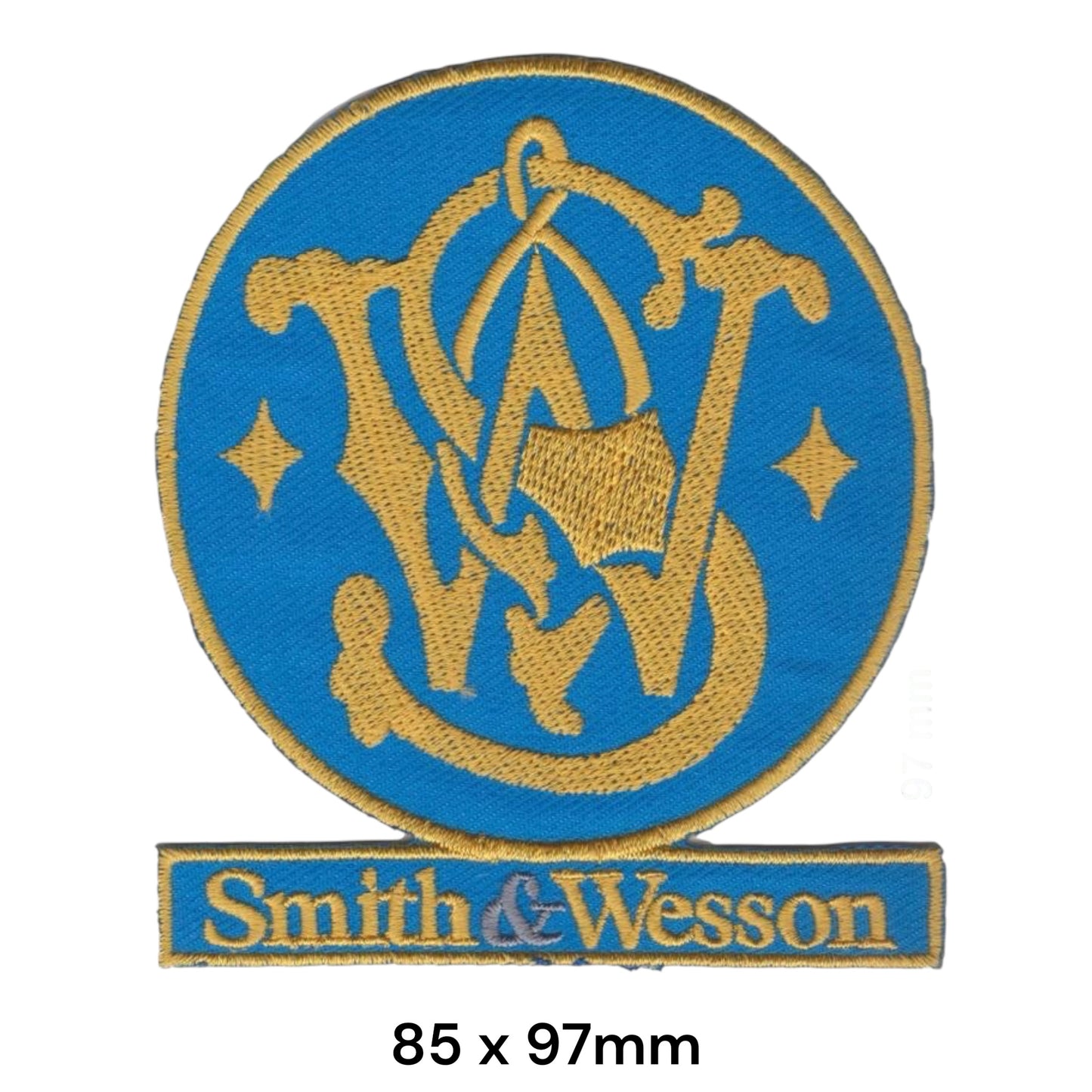 Smith & Wesson Classic Logo Round Embroidered Patch 85x97mm blue gold