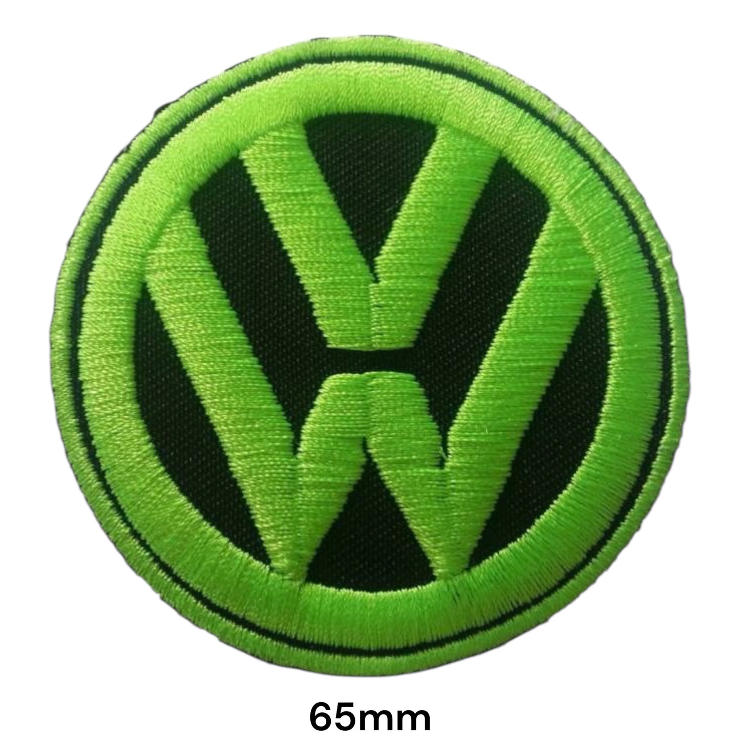 Volkswagen VW Logo Round Embroidered Patch 65mm lime green black