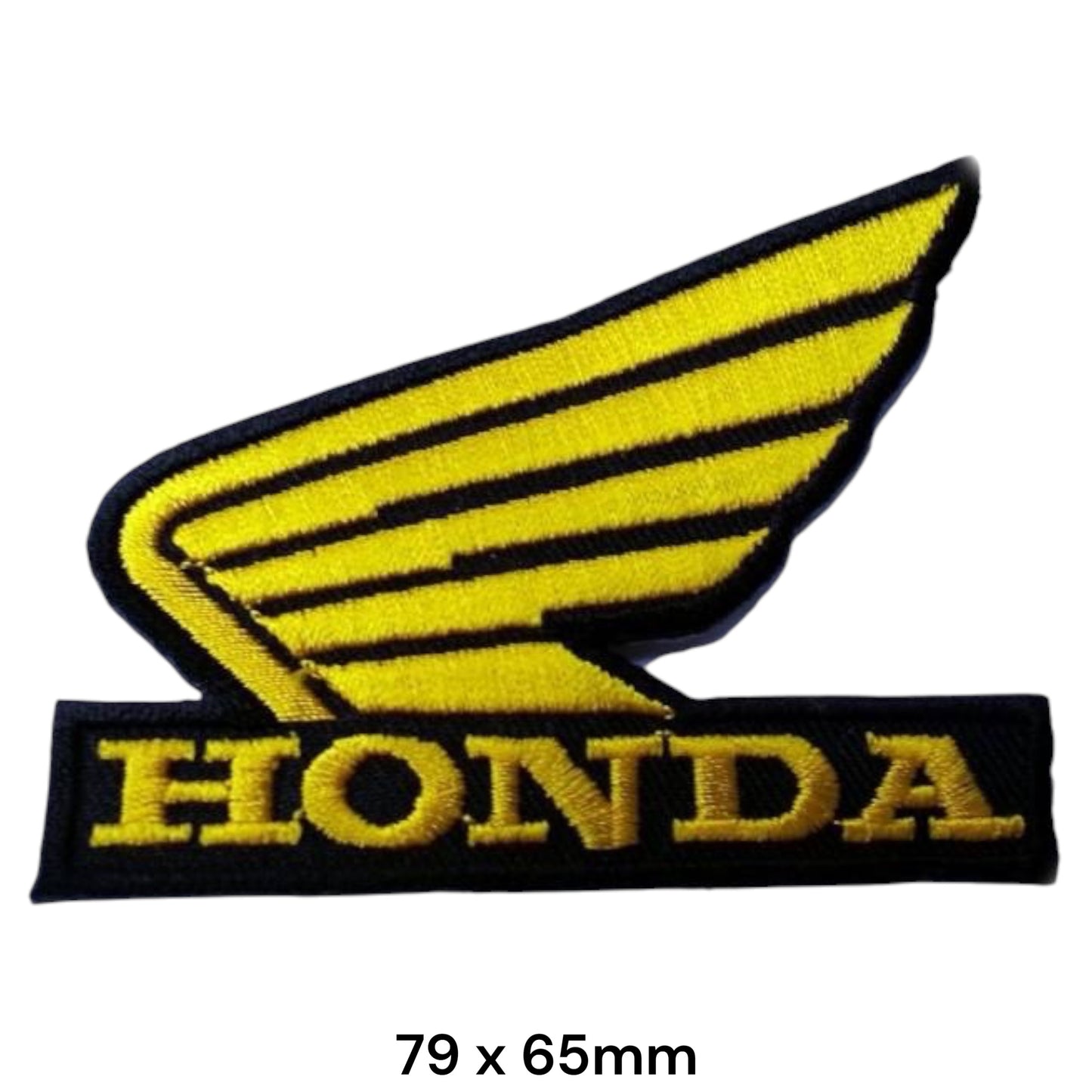 Honda Wing Yellow Embroidered Patch 79x65mm – Black & Yellow