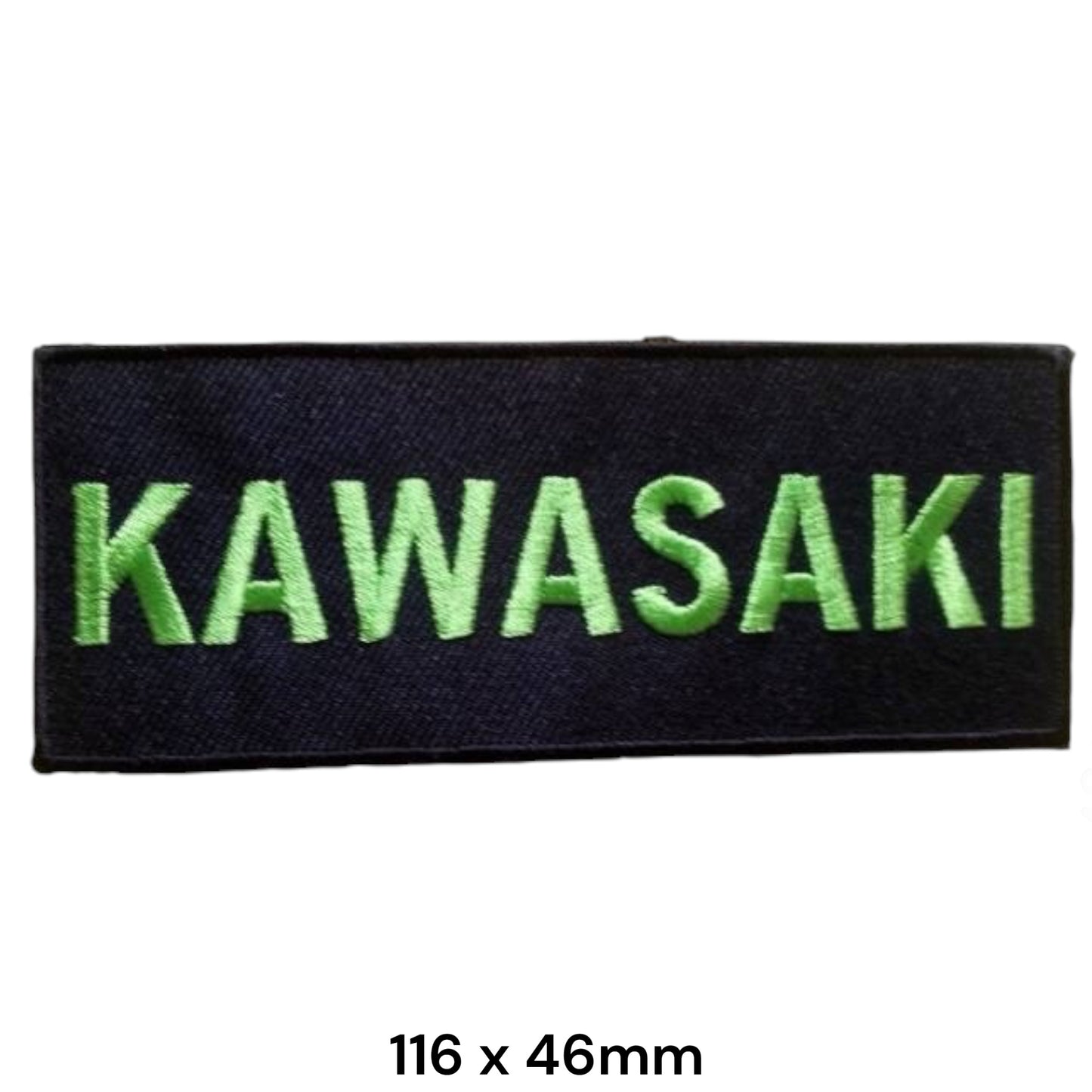 Kawasaki Green & Black Wordmark Embroidered Patch 116x46mm