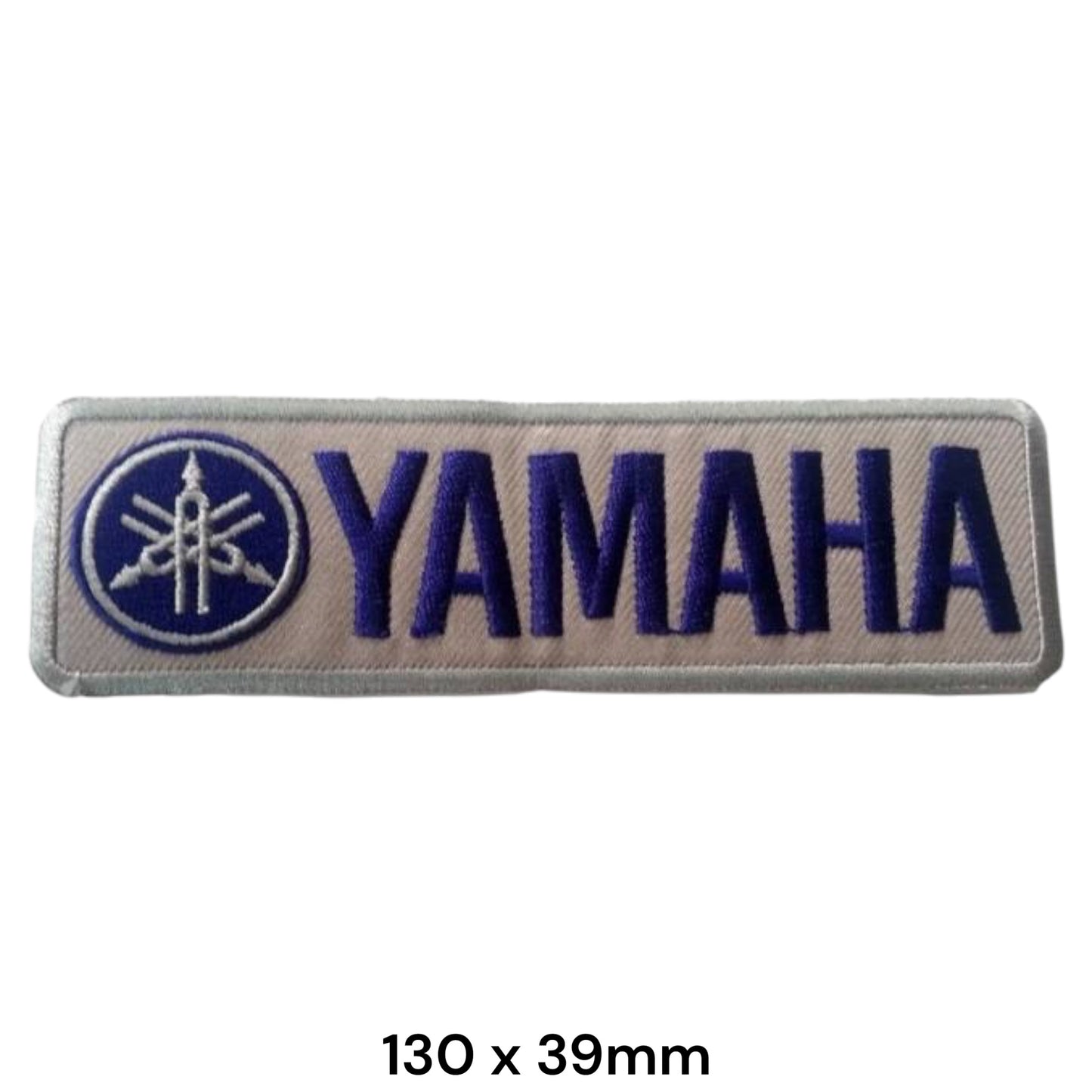 Yamaha Blue Wordmark Bar Embroidered Patch 130x39mm – White, Blue & Silver