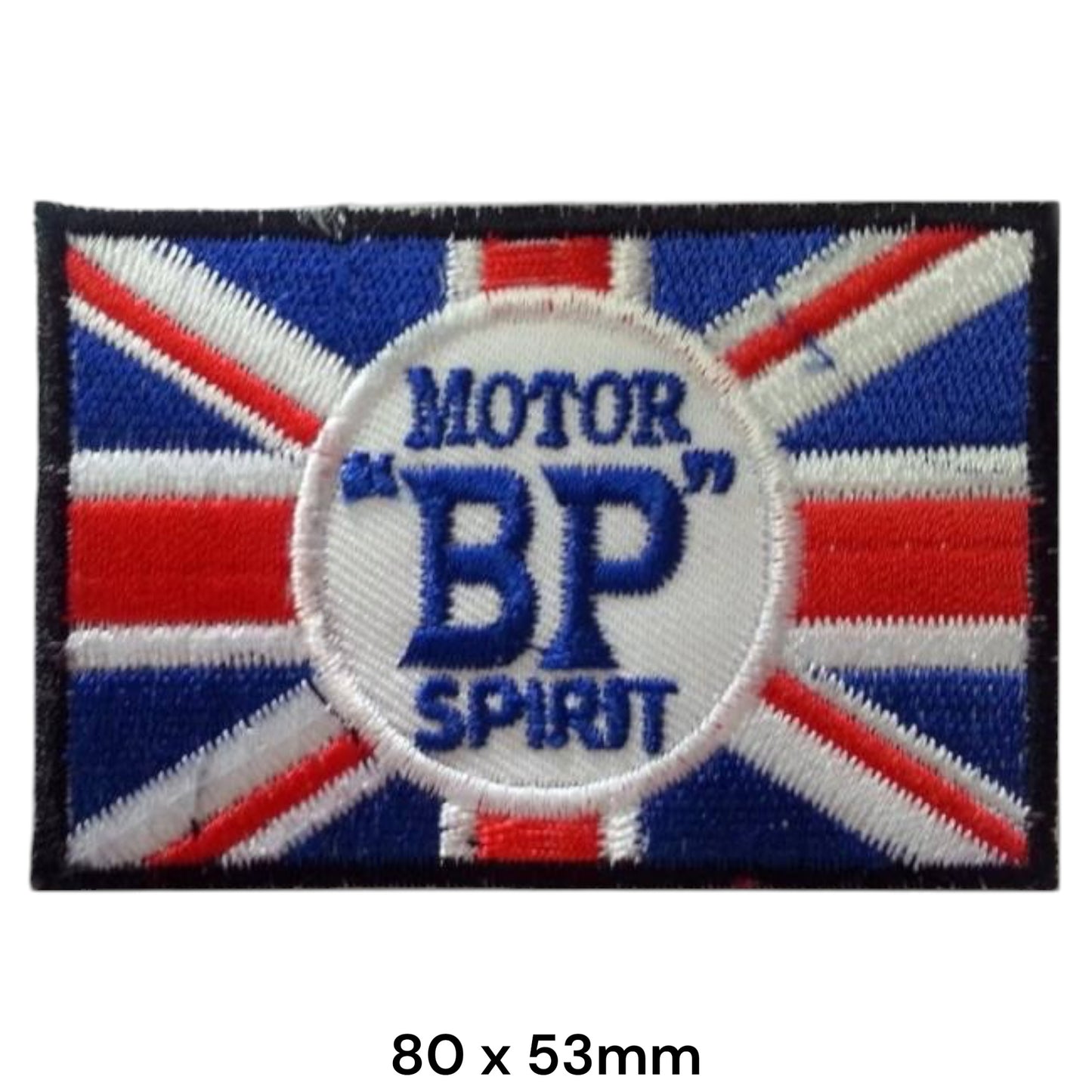 BP Motor Spirit Union Jack Embroidered Patch 80x53mm – Red, White & Blue