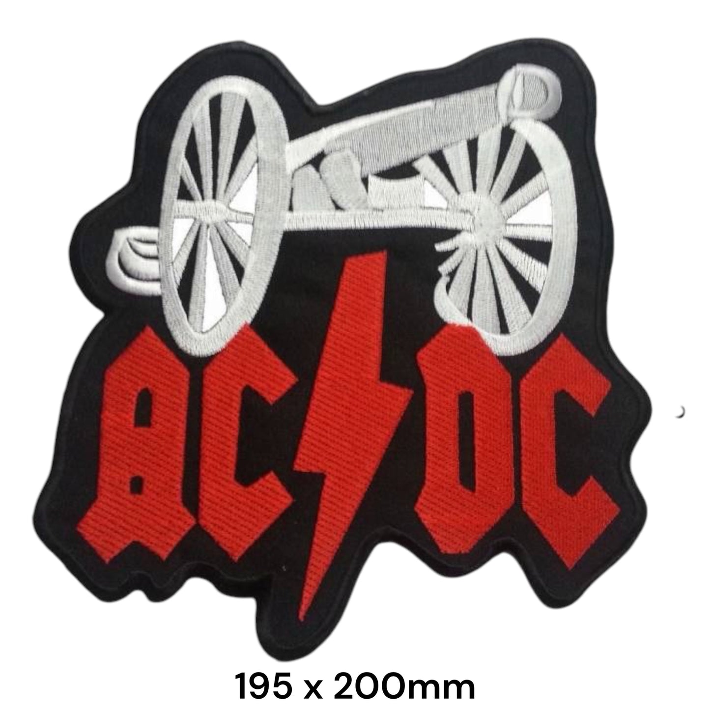 AC/DC Cannon Large Back Patch Embroidered 195x200mm – Black, Red & Silver