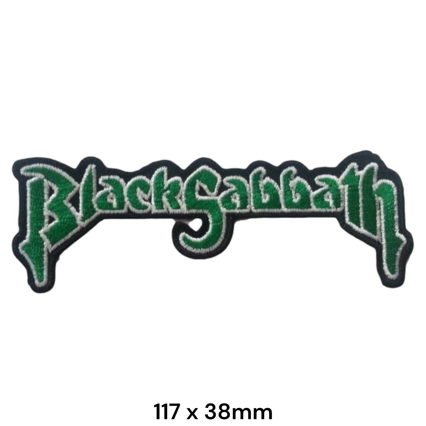 Black Sabbath Green Gothic Logo Embroidered Patch 117x38mm – Black, Green & White