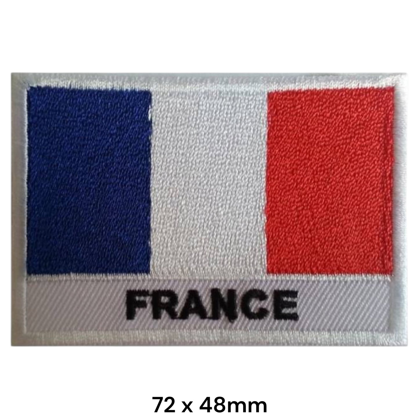 France Flag Embroidered Patch 72x48mm – Blue, White & Red
