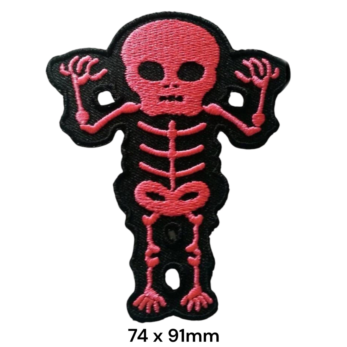 Pink Skeleton Baby Embroidered Patch 74x91mm – Pink & Black