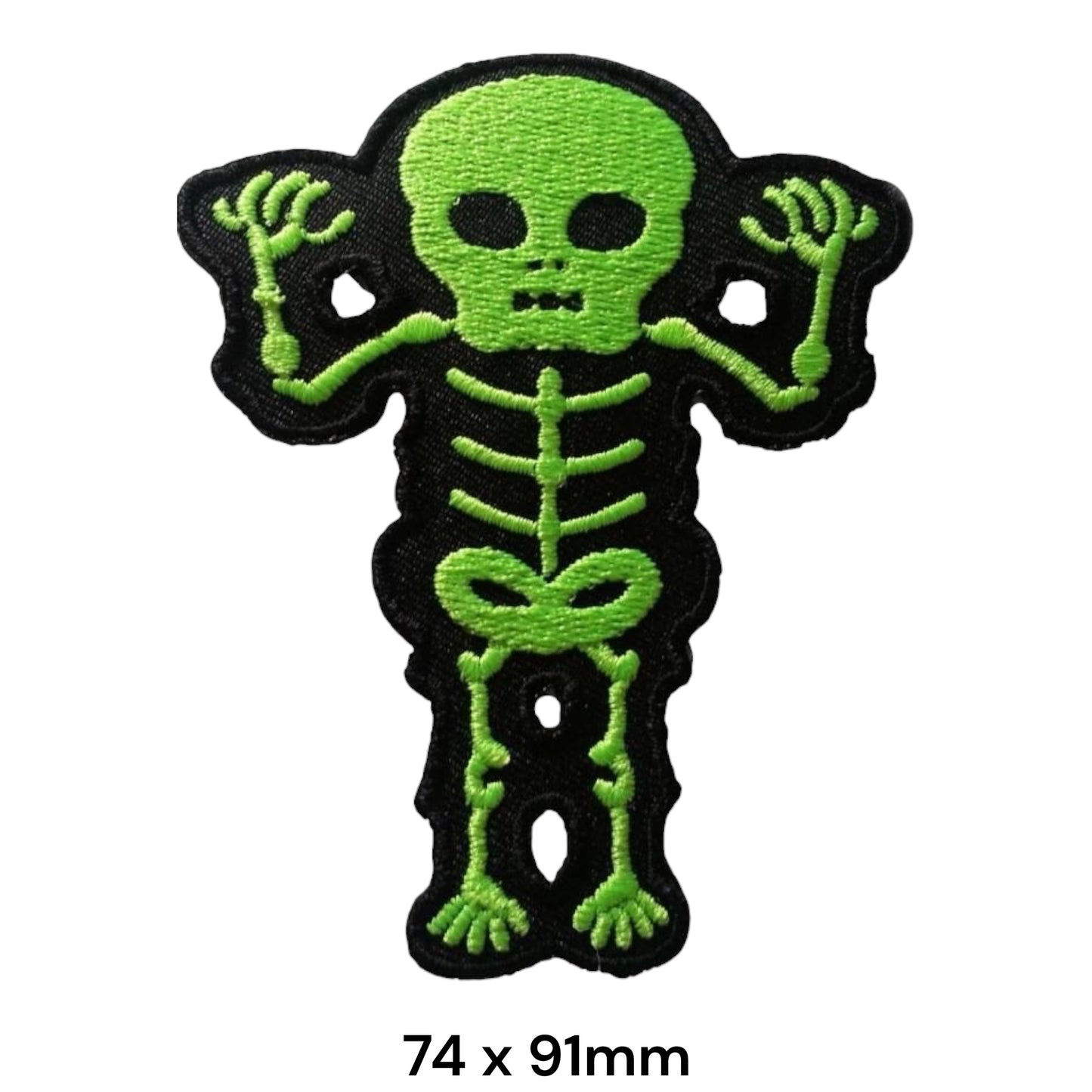 Green Skeleton Baby Embroidered Patch 74x91mm – Green & Black